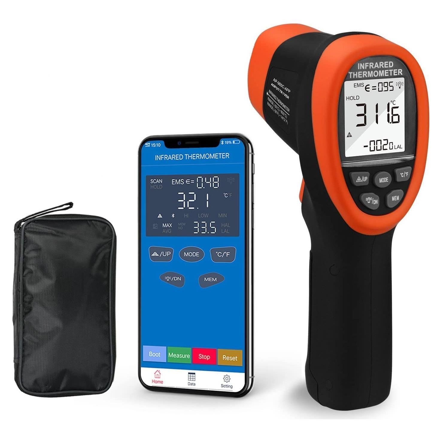 Termómetro Infrarrojo AOPUTTRIVER AP-985C-APP Bluetooth -50°C a 800°C