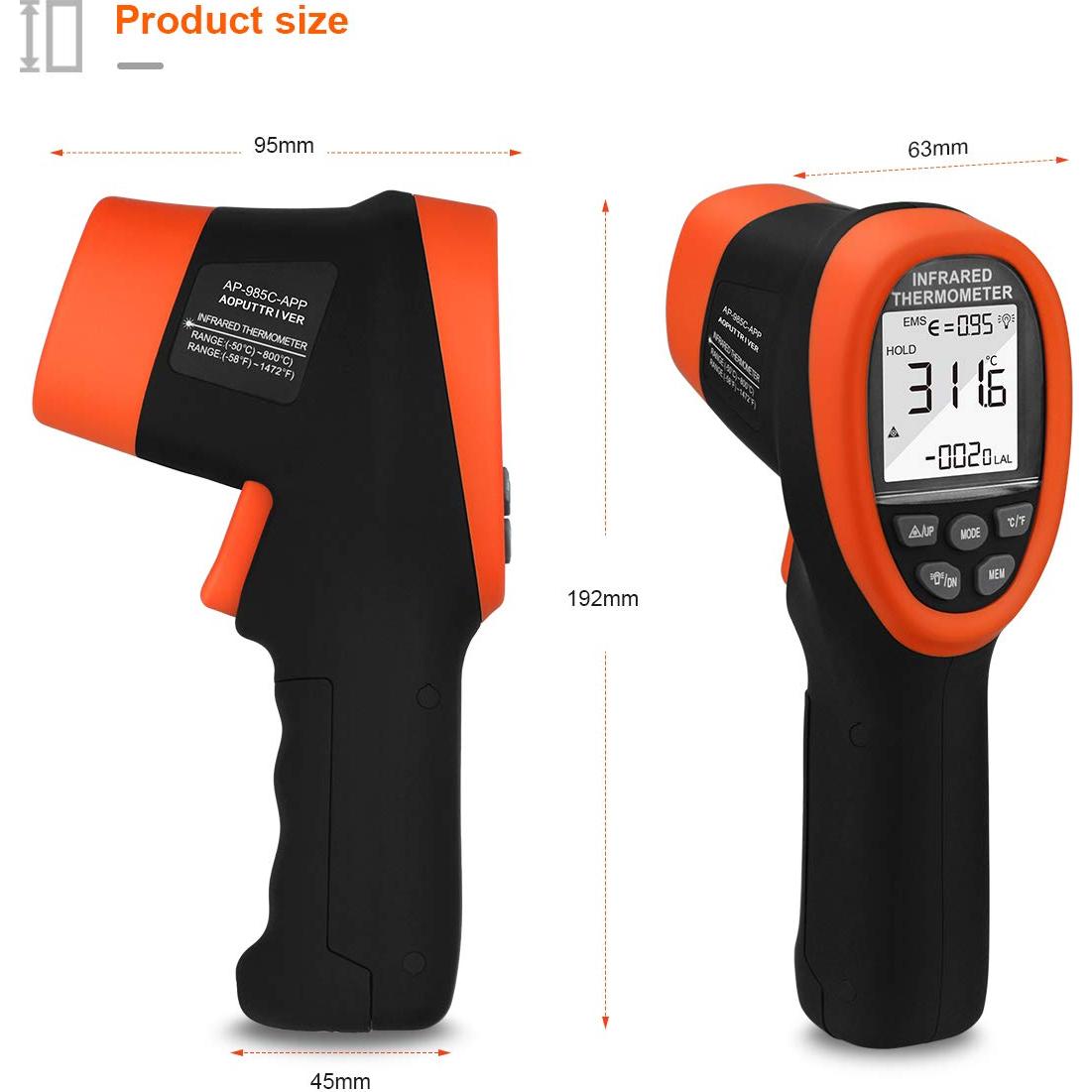 Termómetro Infrarrojo AOPUTTRIVER AP-985C-APP Bluetooth -50°C a 800°C