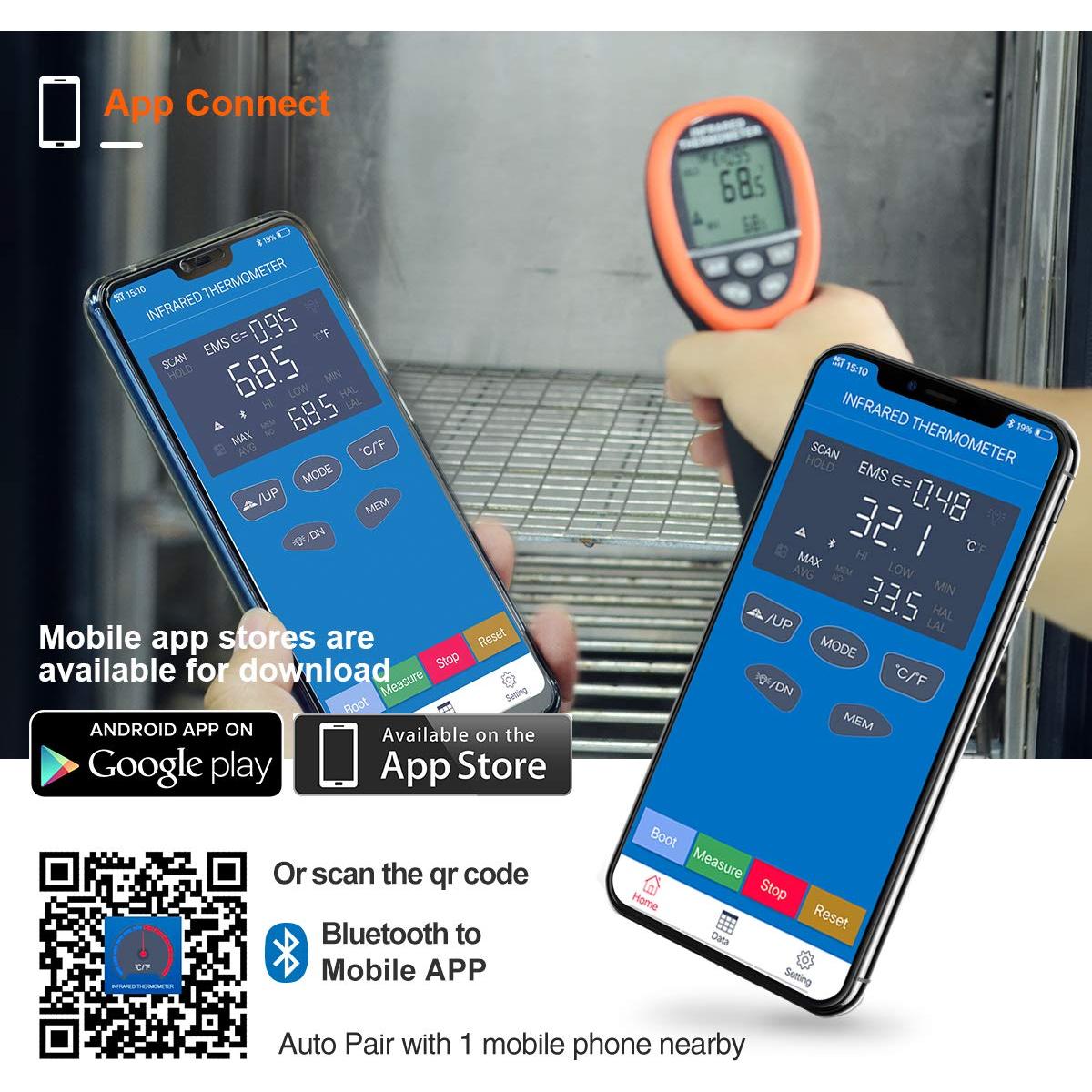 Termómetro Infrarrojo AOPUTTRIVER AP-985C-APP Bluetooth -50°C a 800°C