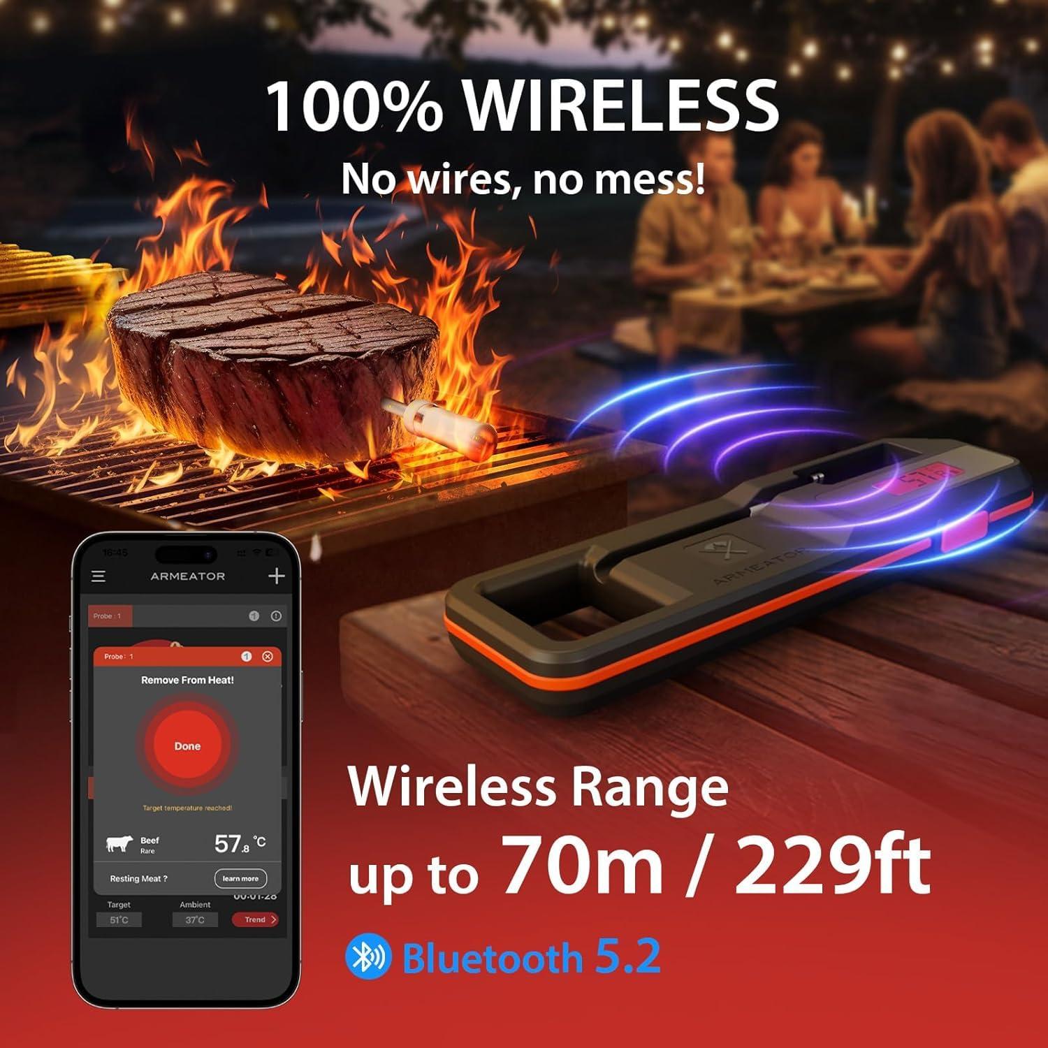 Termómetro de Carne Inalámbrico ARMEATOR A1 con App Bluetooth