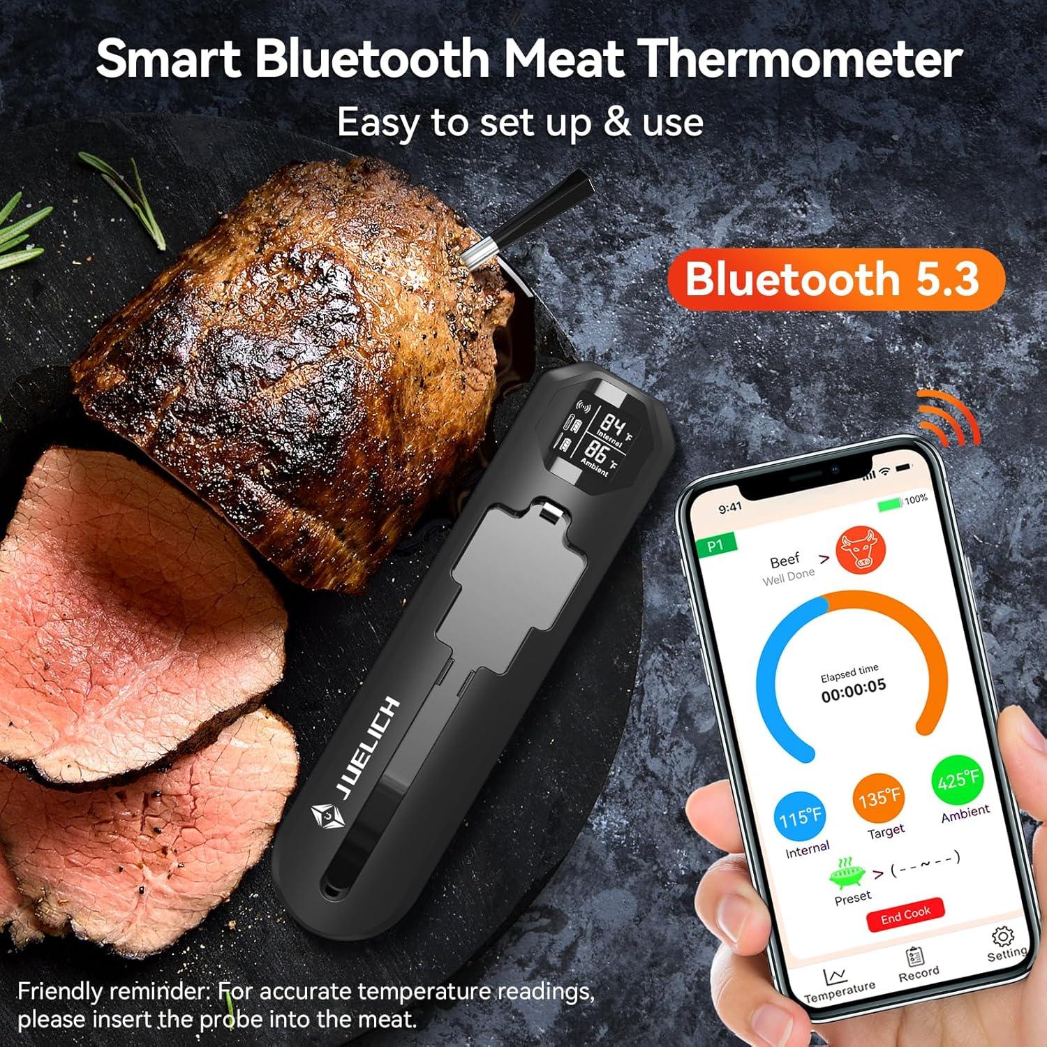 Termómetro de Carne Inalámbrico JUELICH Bluetooth 250m Precisión