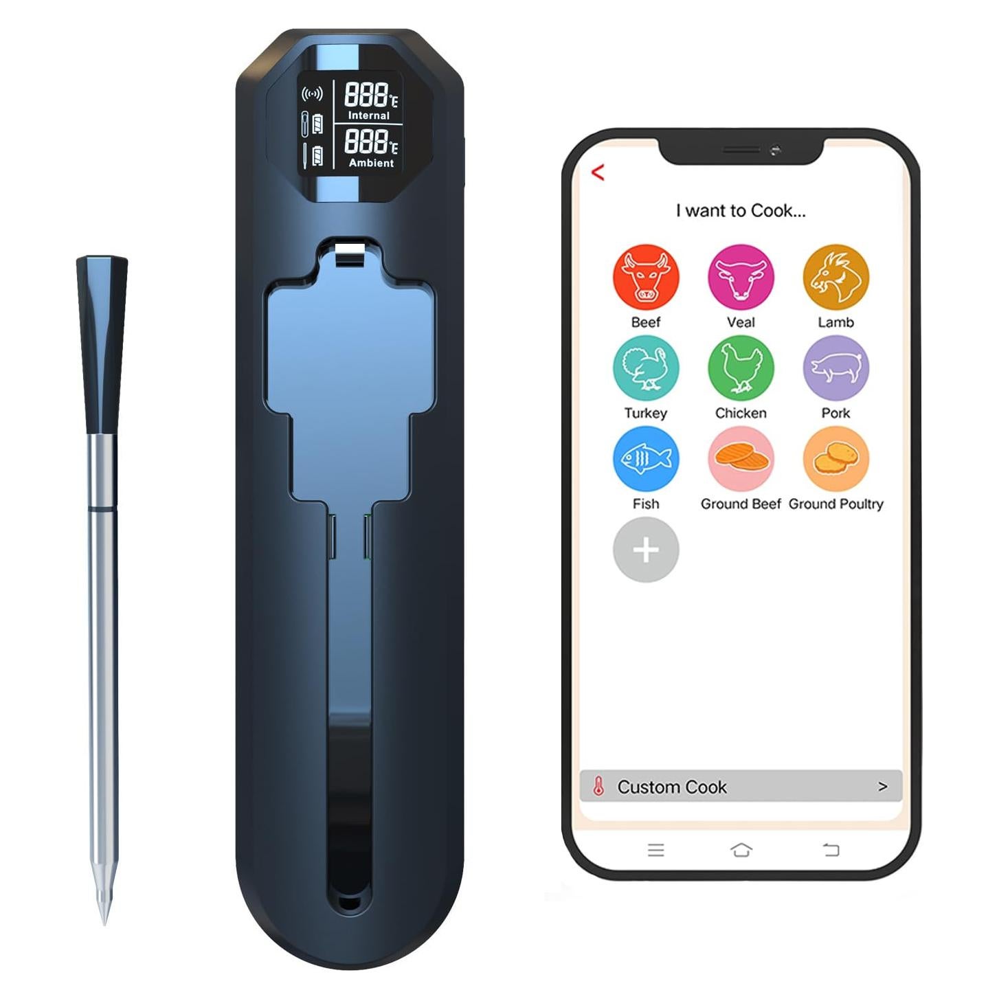 Termómetro de Carne Inalámbrico PULEKESI Smt-01 con App