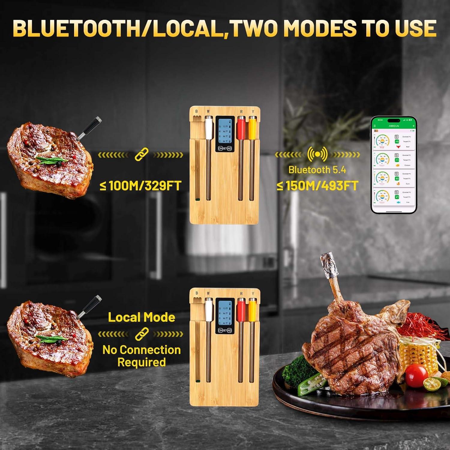 Termómetro de Carne Inalámbrico AIBBQLIFE A8 con 4 Probes