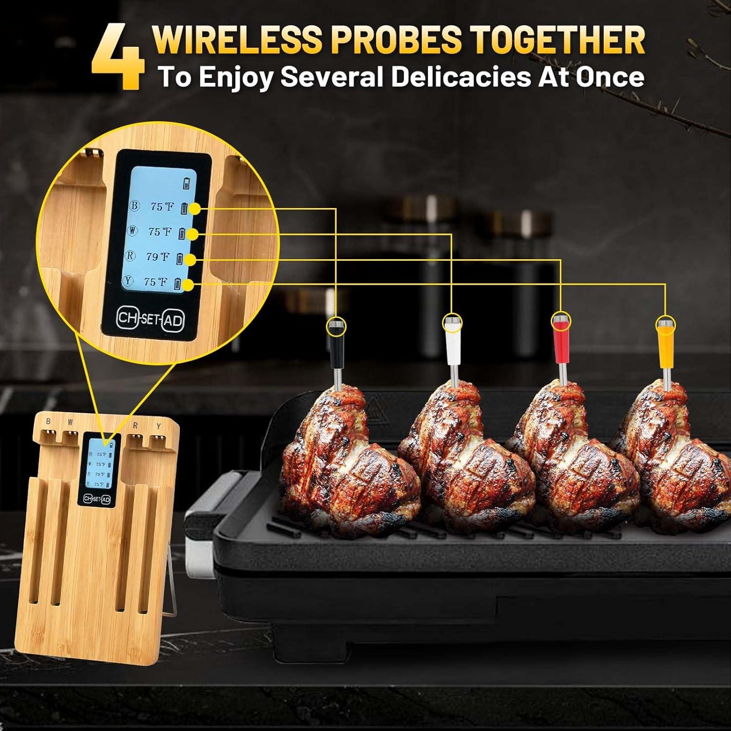 Termómetro de Carne Inalámbrico AIBBQLIFE A8 con 4 Probes