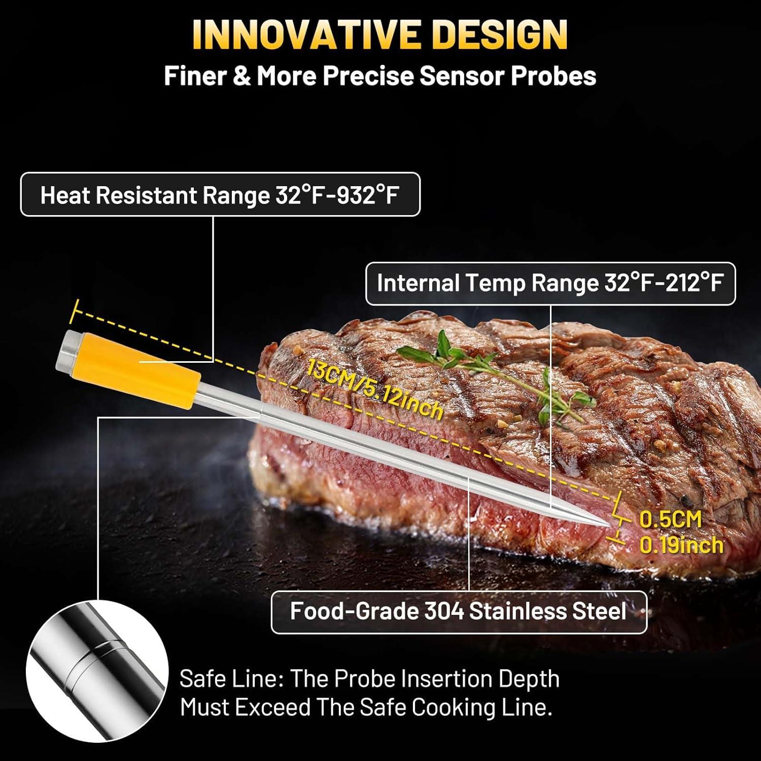 Termómetro de Carne Inalámbrico AIBBQLIFE A8 con 4 Probes