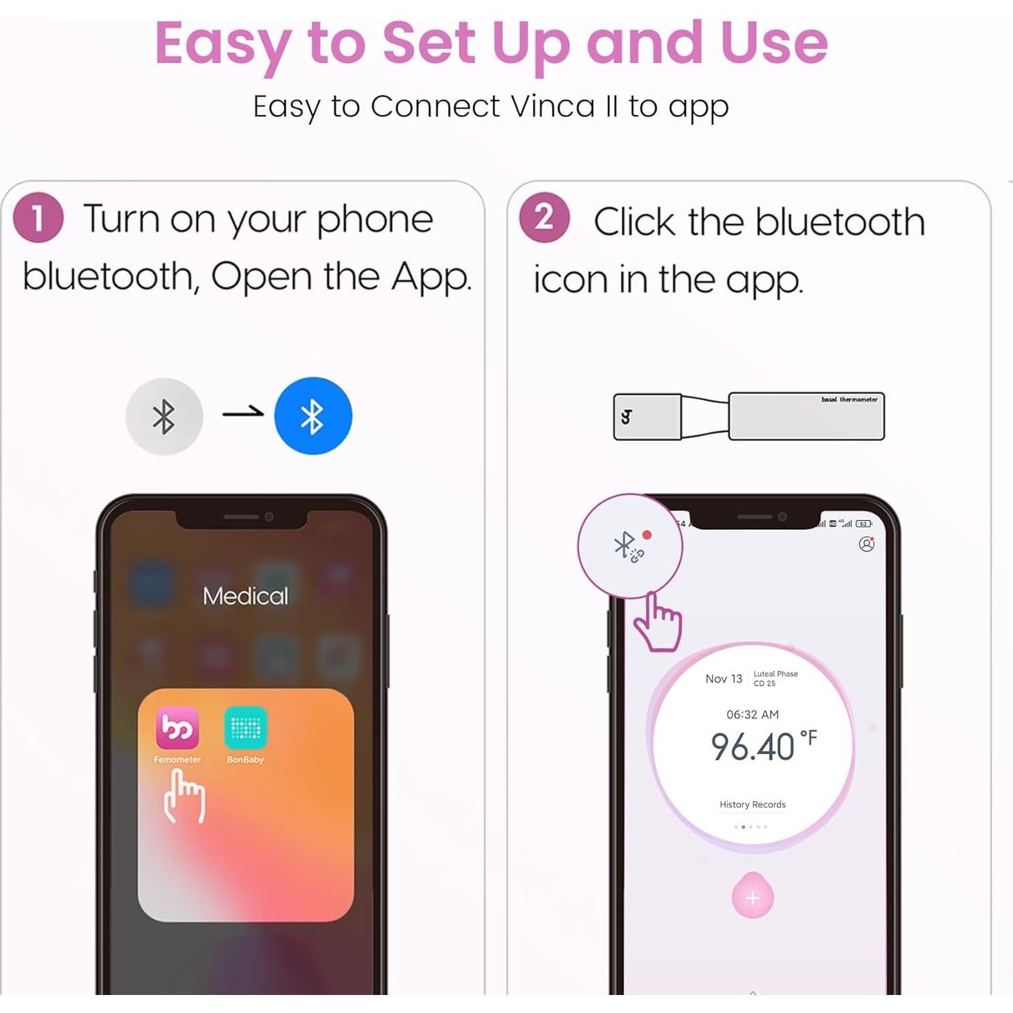 Termómetro Basal Inteligente Femometer Morado con APP