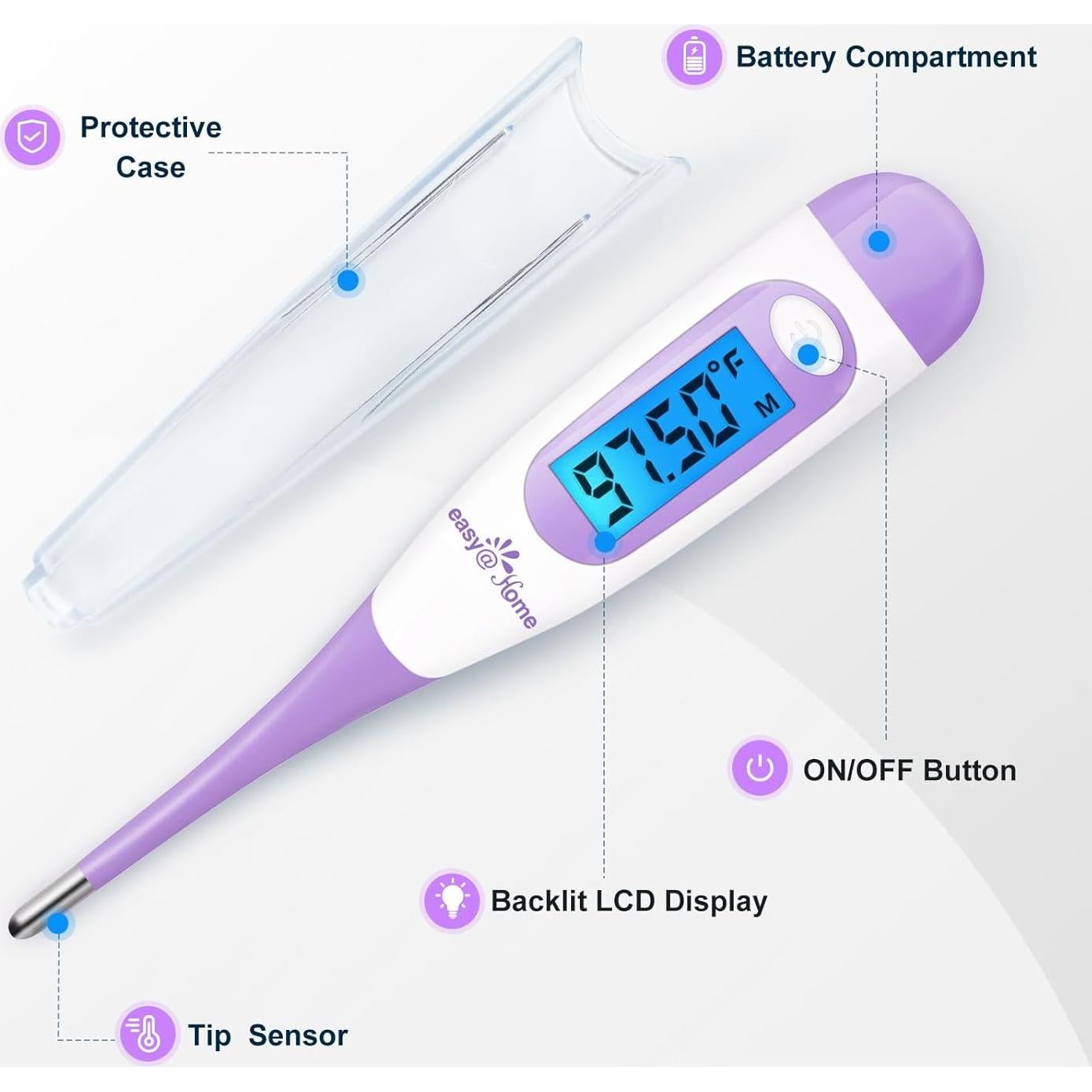 Termómetro Basal Digital Easy@Home EBT-100B con Pantalla LCD