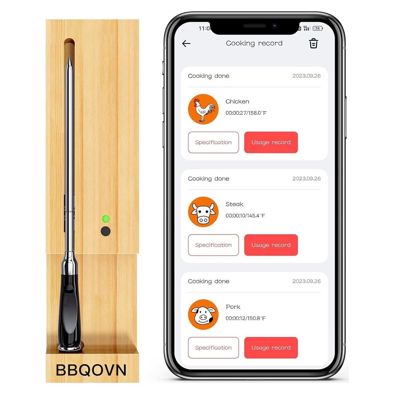 Termómetro de Carne Inalámbrico KHSUIN BBQ3 Bluetooth 700FT