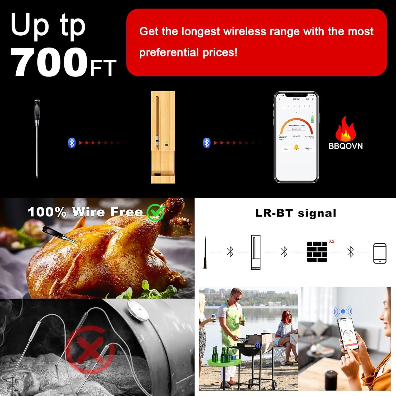Termómetro de Carne Inalámbrico KHSUIN BBQ3 Bluetooth 700FT