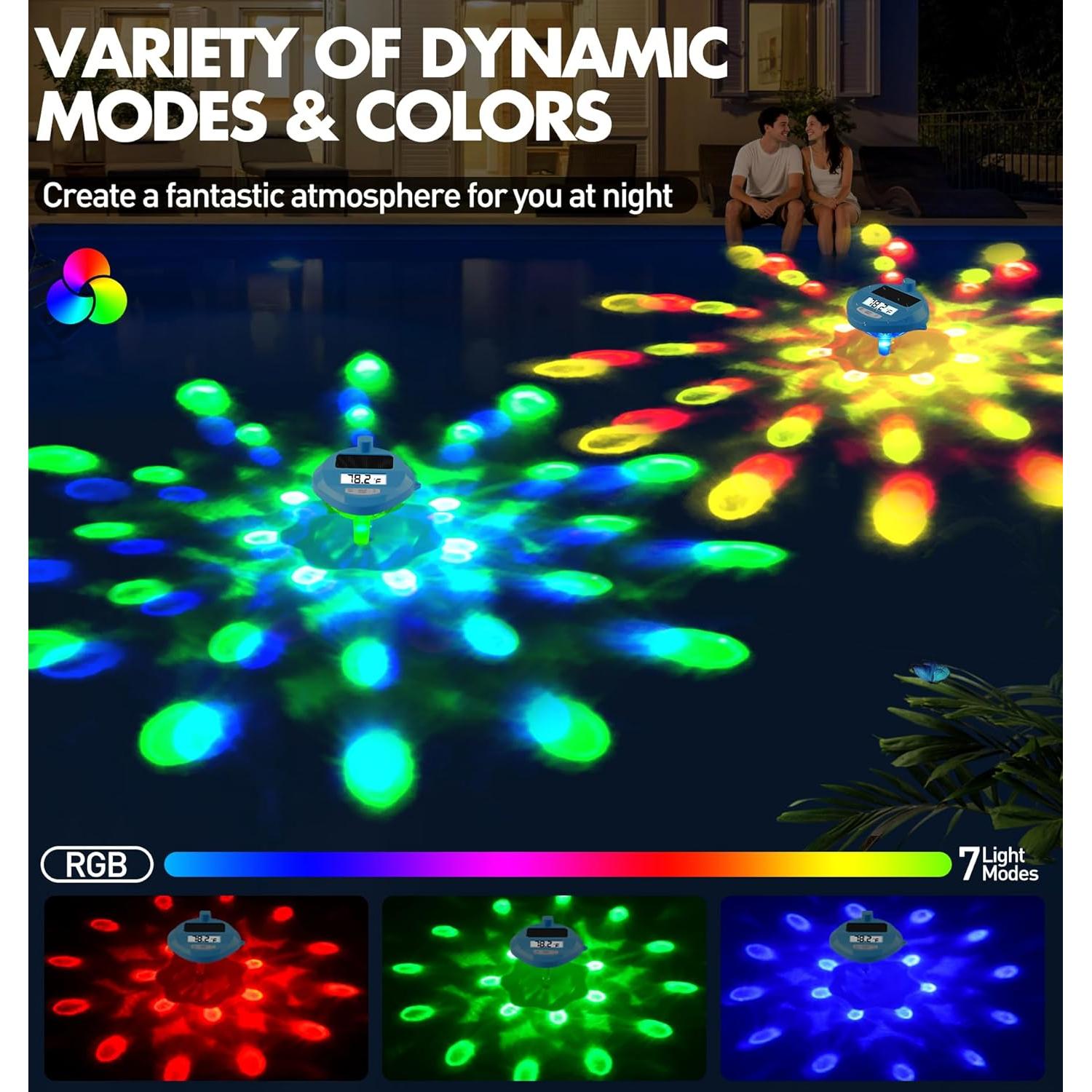 Termómetro de piscina solar Pircaath con luces LED - Flotante