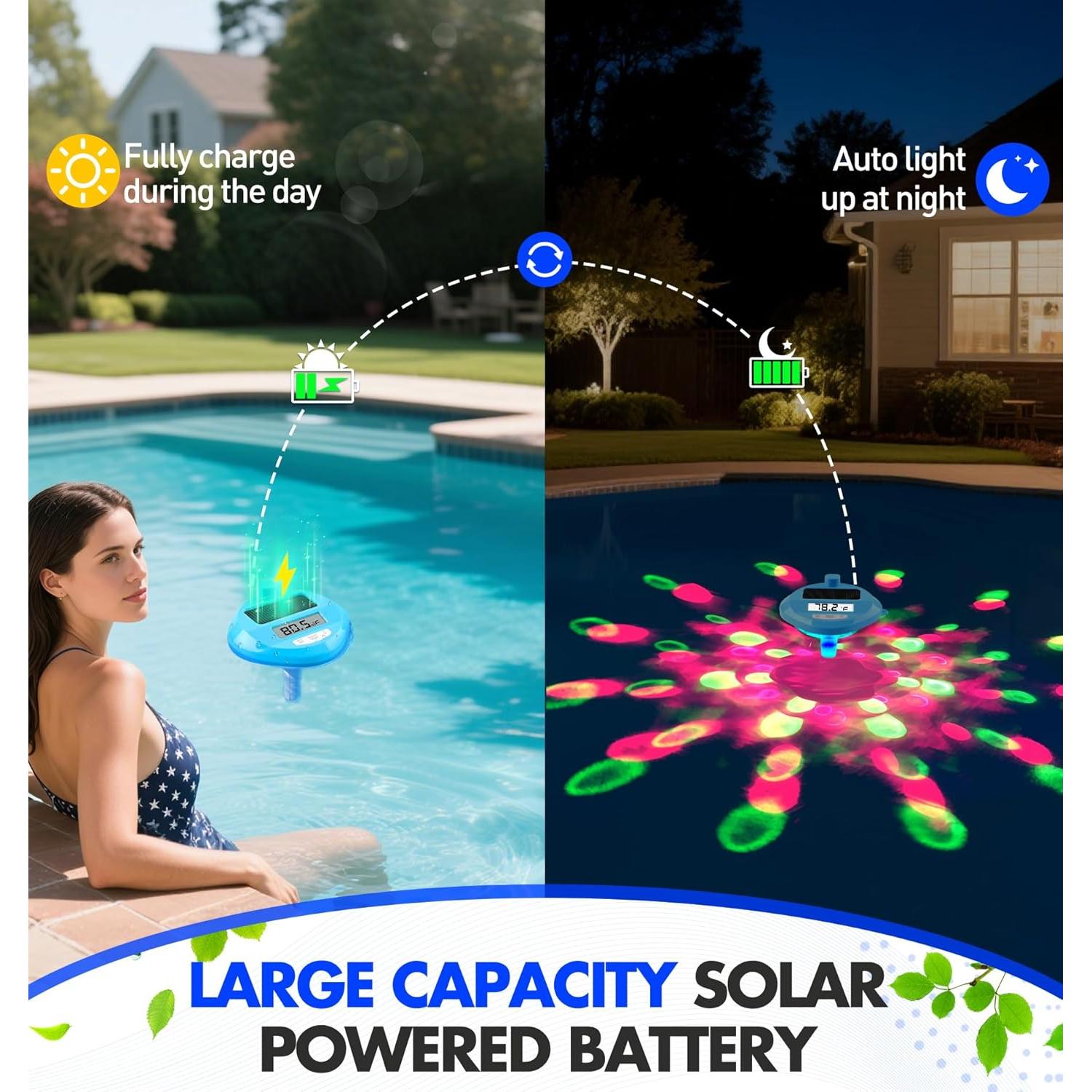Termómetro de piscina solar Pircaath con luces LED - Flotante