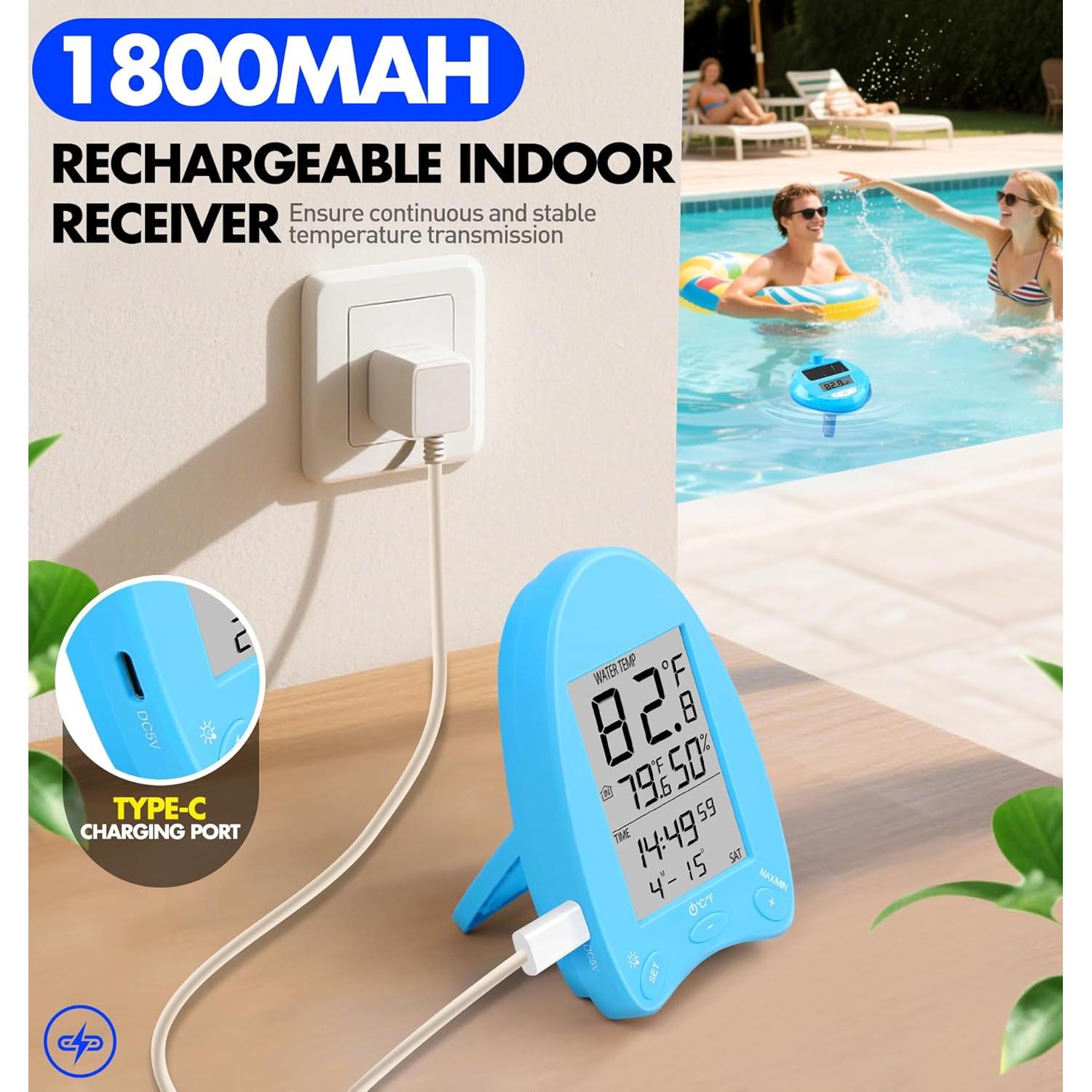 Termómetro de piscina solar Pircaath con luces LED - Flotante