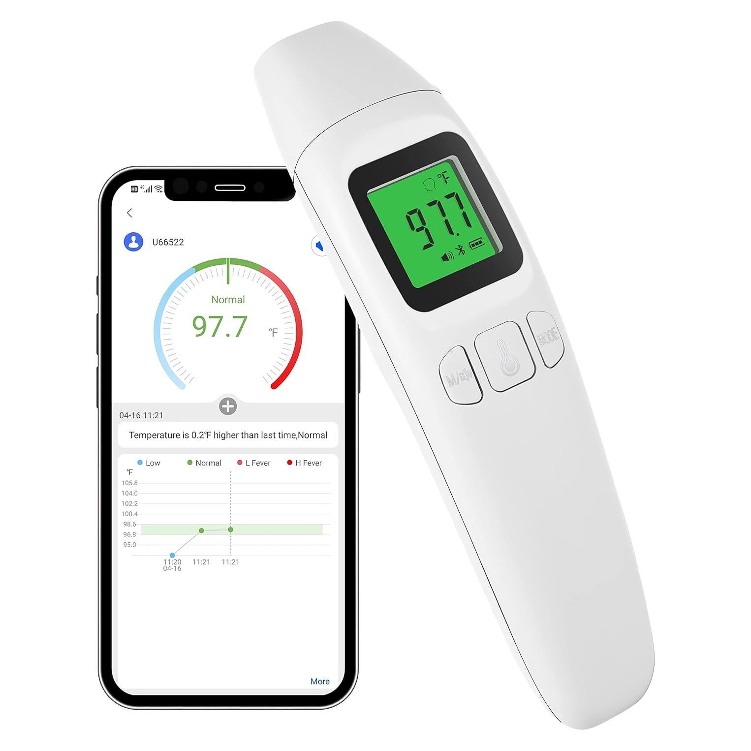 Termómetro Infrarrojo Bluetooth MAIYUE HR01-0829 para Adultos y Niños