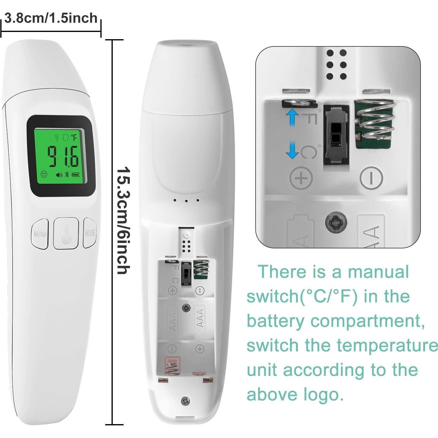 Termómetro Infrarrojo Bluetooth MAIYUE HR01-0829 para Adultos y Niños