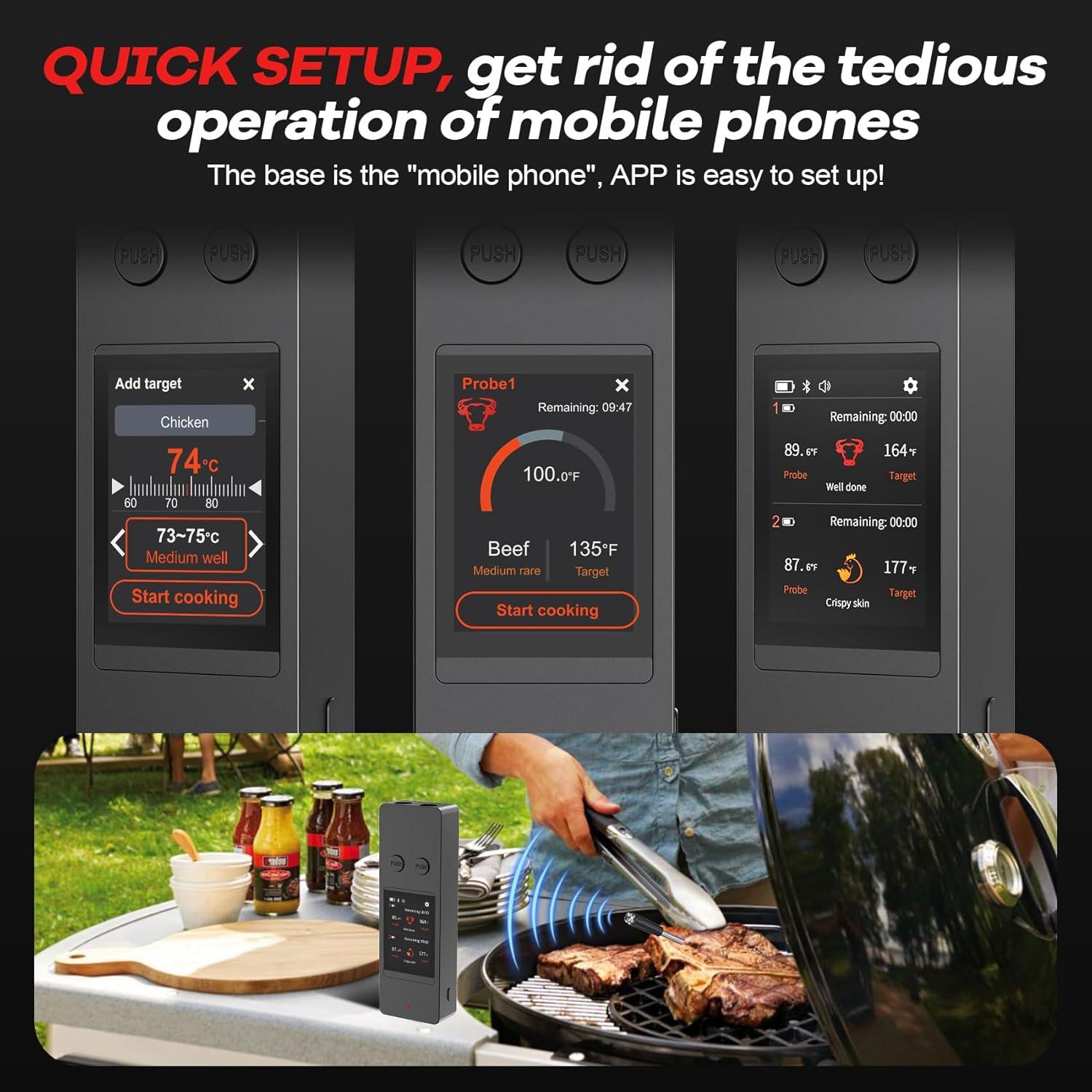 Termómetro Digital Inalámbrico para Carne Ruideecook JX369 243.84m