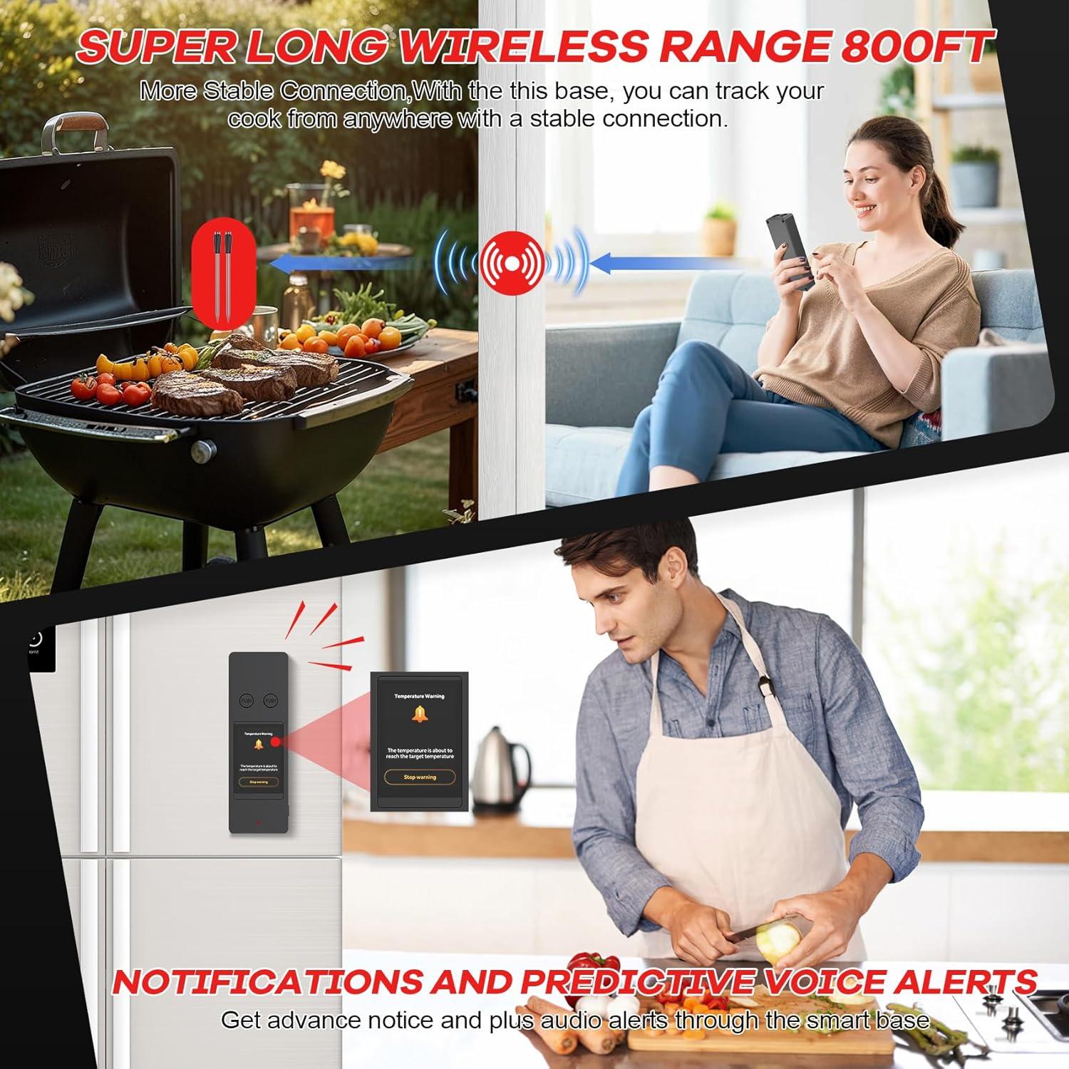 Termómetro Digital Inalámbrico para Carne Ruideecook JX369 243.84m