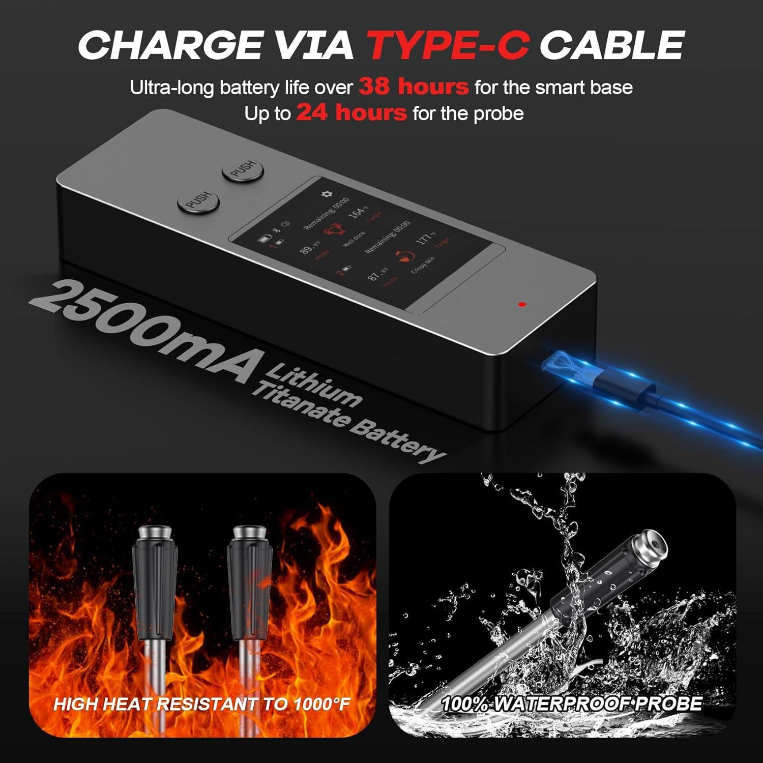 Termómetro Digital Inalámbrico para Carne Ruideecook JX369 243.84m