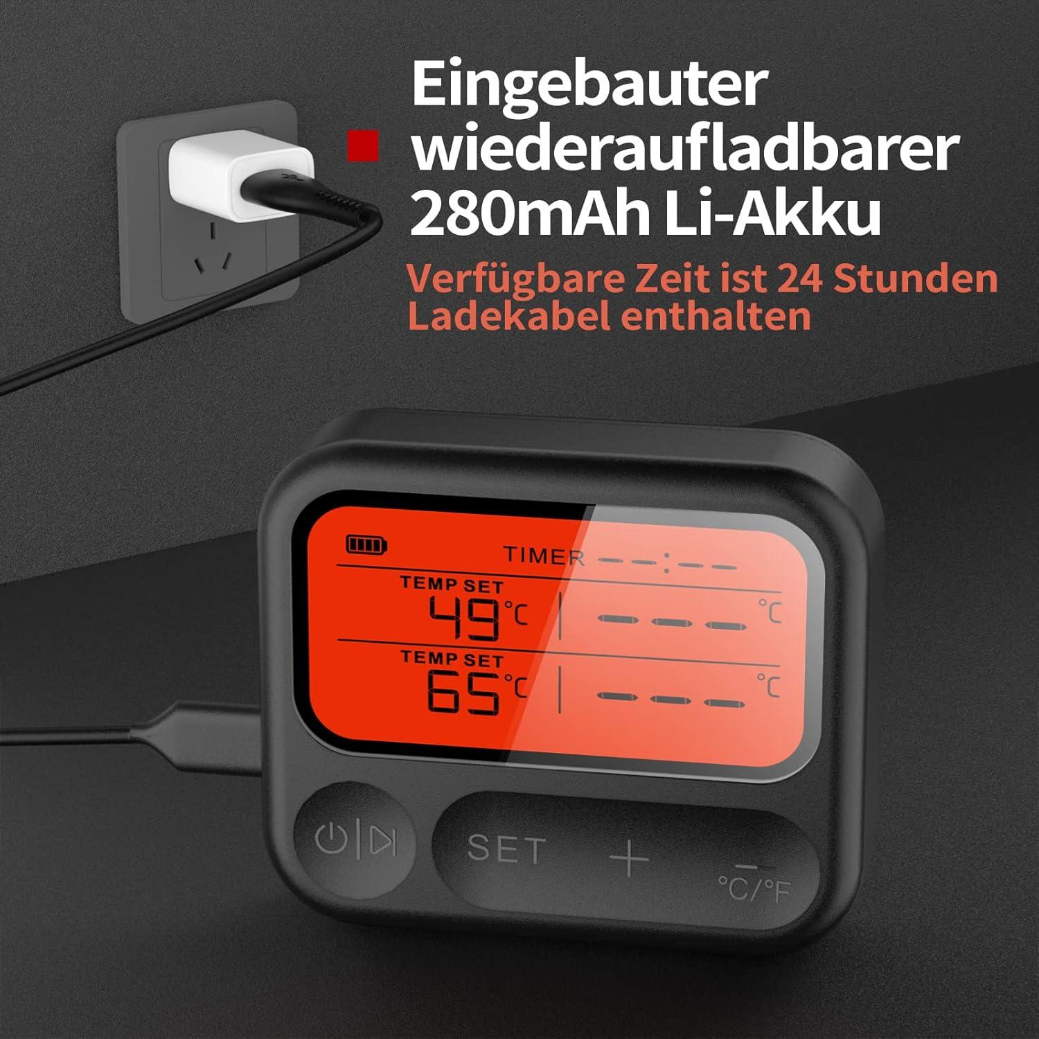 Termómetro Digital Inalámbrico BFOUR para Carne Doble Sonda