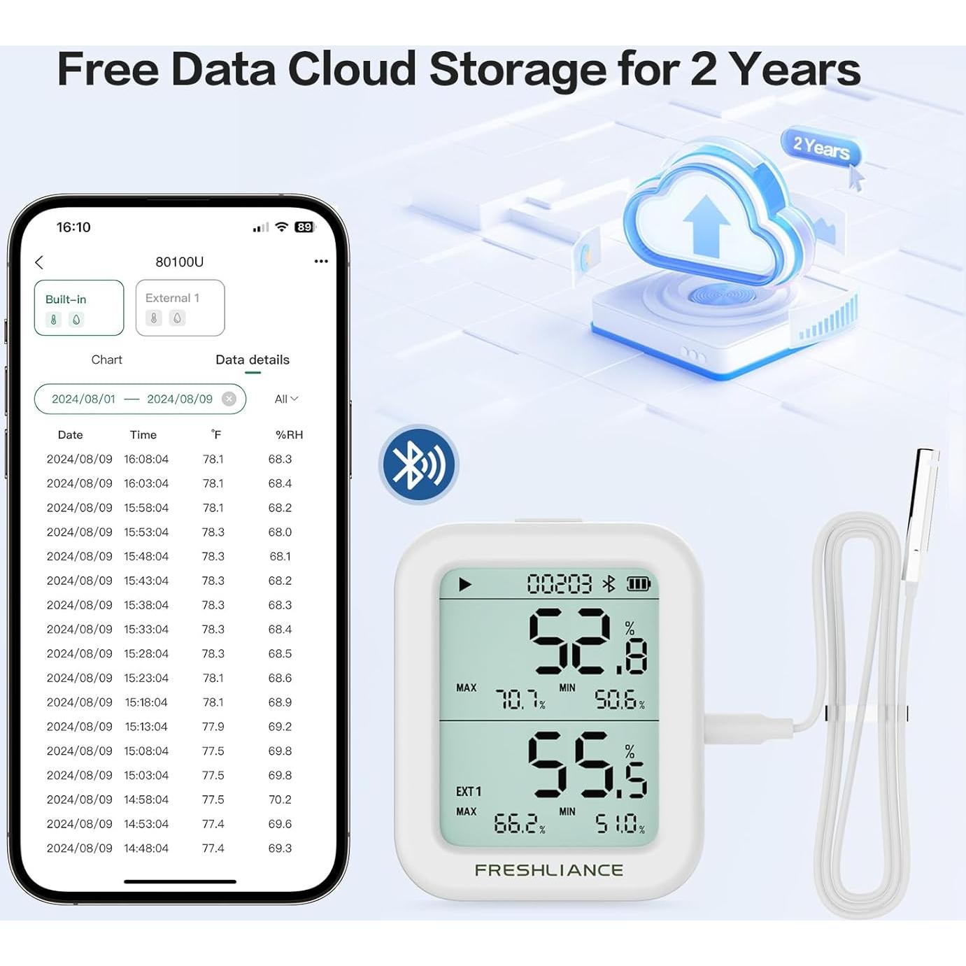 Termómetro Bluetooth Freshliance BlueTag TH30R-I con Sonda