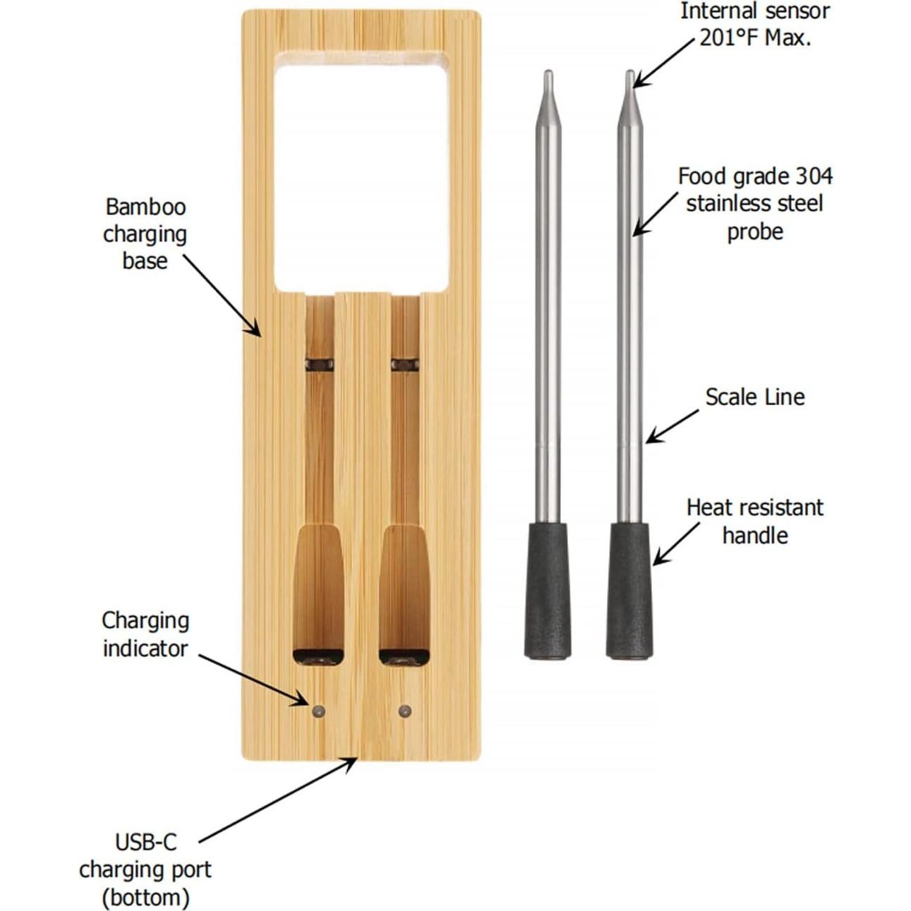 Termómetro de Carne Inalámbrico WEITASI CXL001 Bluetooth IP67
