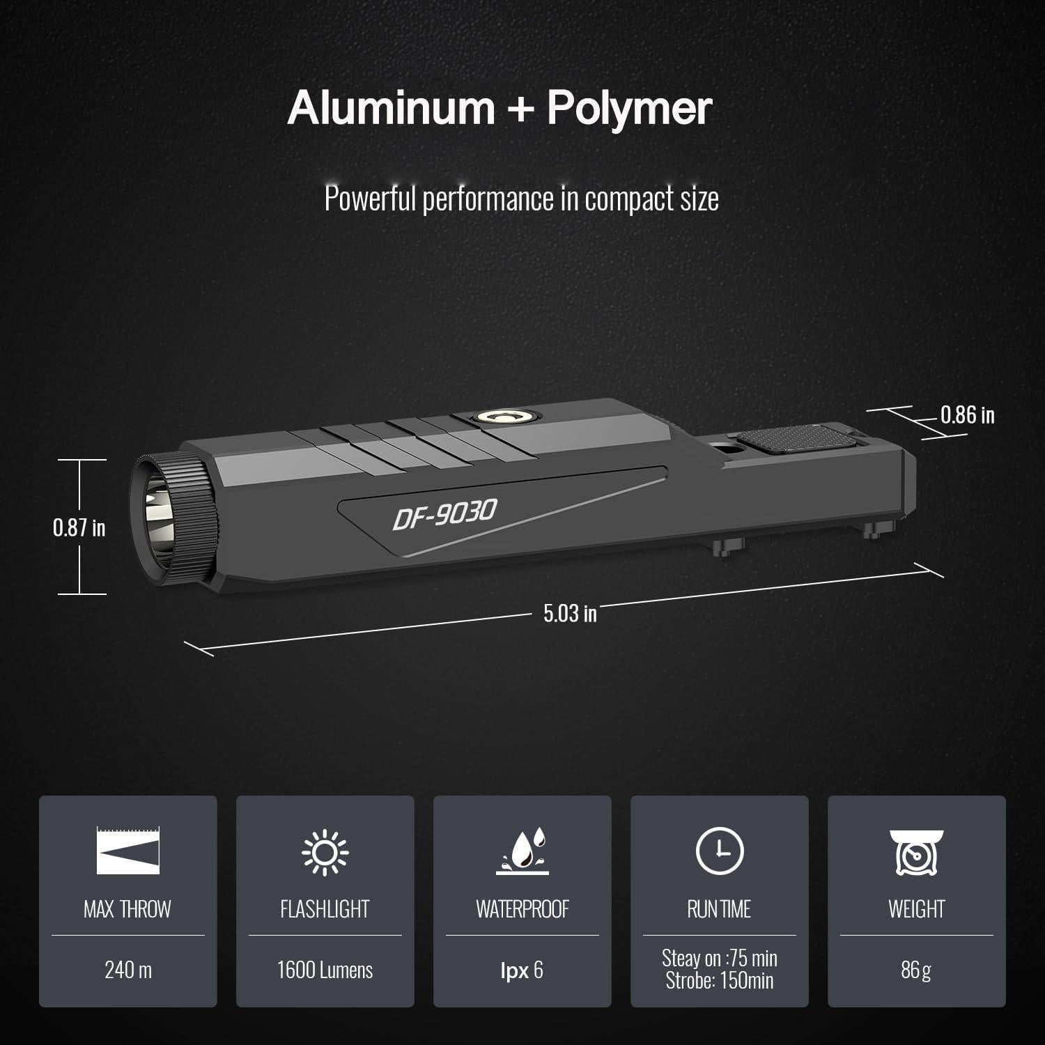 Linterna Táctica DEFENTAC 1600 Lúmenes Recargable M-Lok