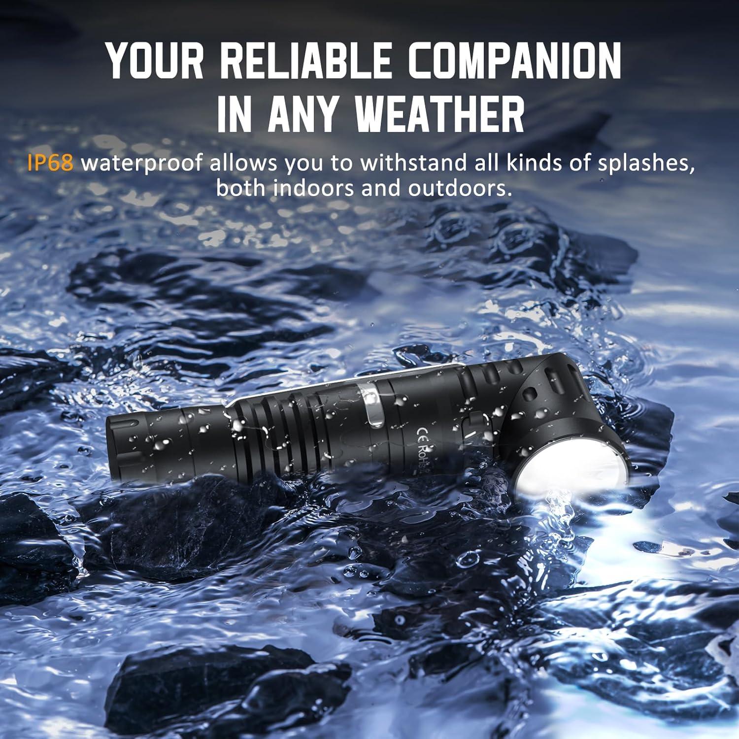 Linterna Wurkkos HD11 1800 Lúmenes IP68 Luz Roja 90 Grados