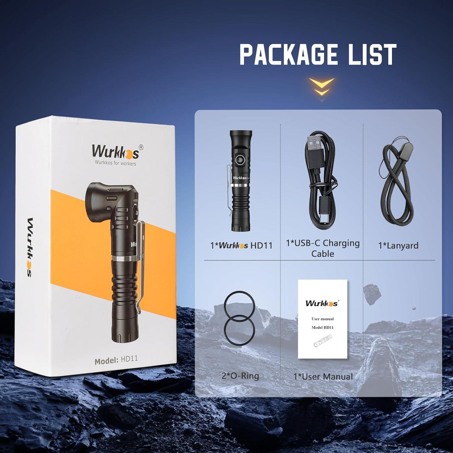 Linterna Wurkkos HD11 1800 Lúmenes IP68 Luz Roja 90 Grados