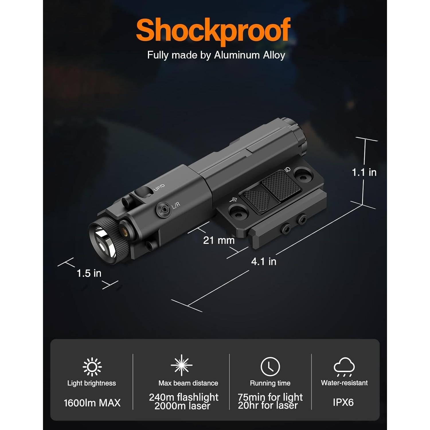 Linterna Combo TOUGHSOUL TF-1143 1600 Lúmenes Verde Recargable