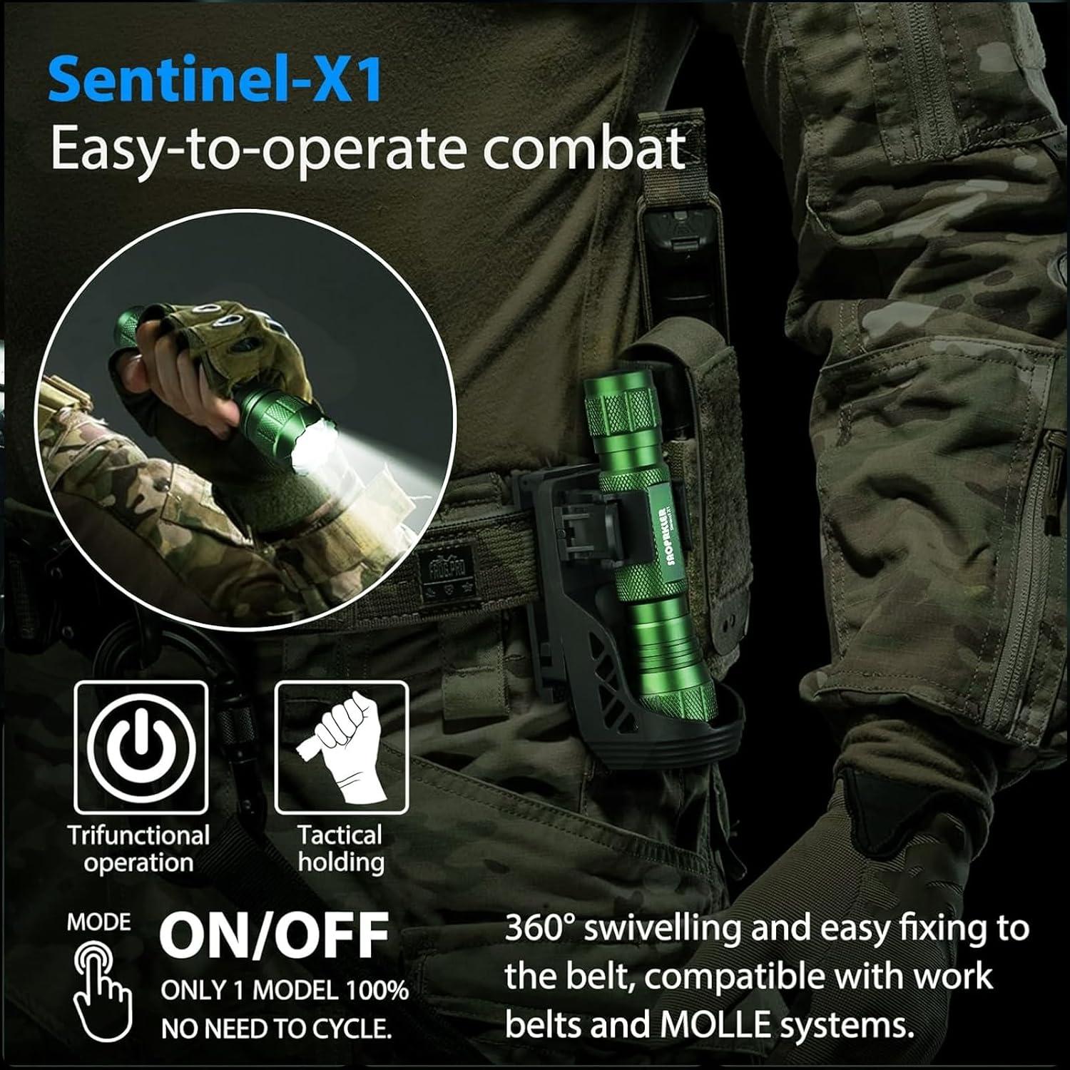 Linterna Táctica LED Sentinel-X1 1200 Lúmenes Verde IP68