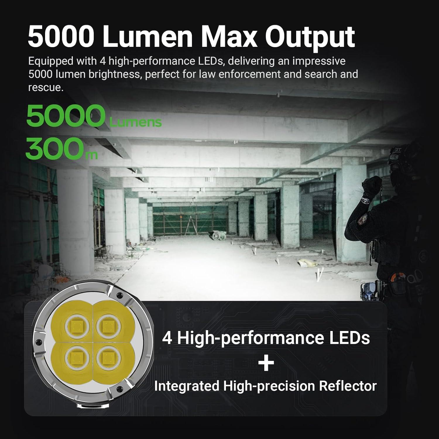 Linterna Táctica NEXTORCH P91 5000 Lúmenes Recargable IPX7