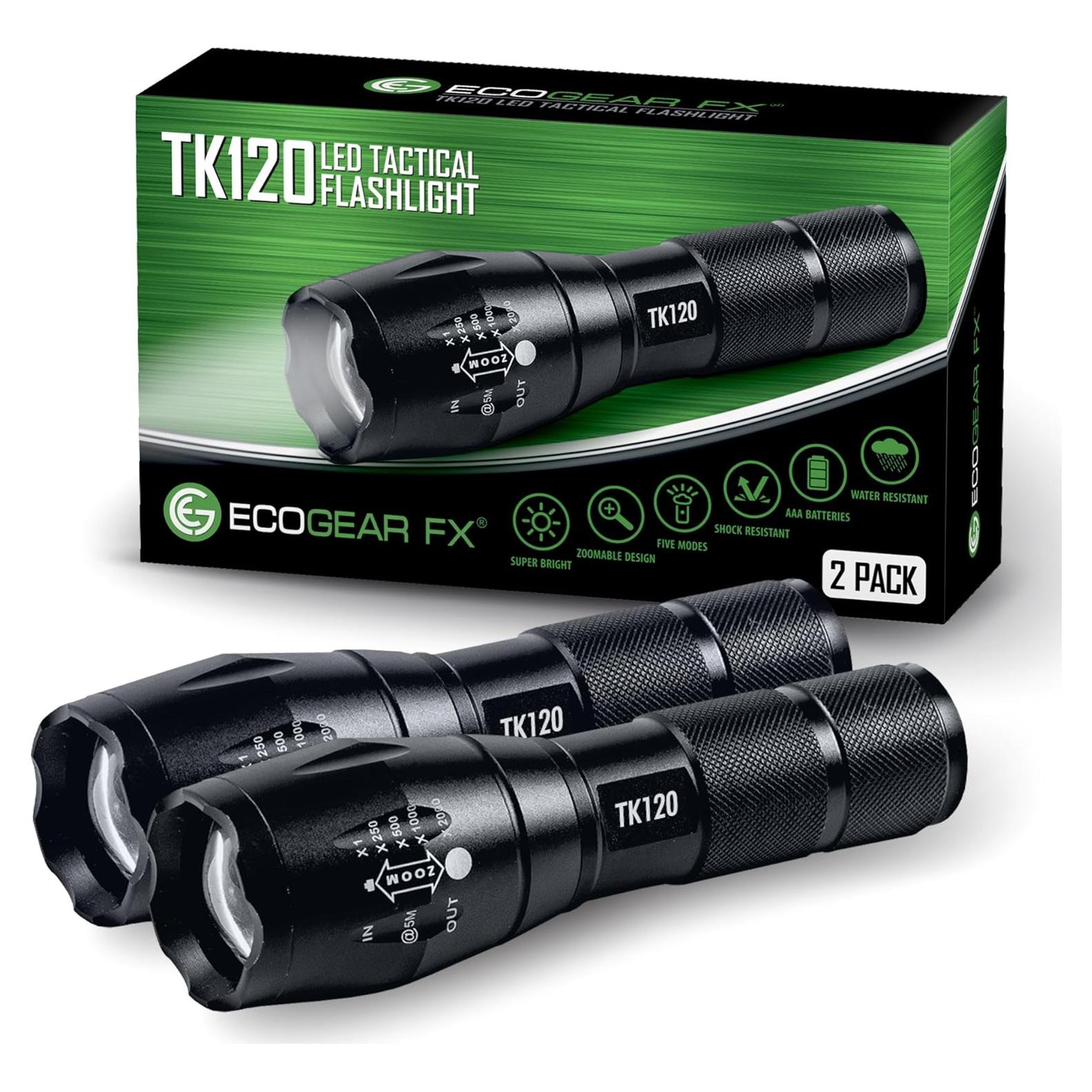 Linterna LED EcoGear FX TK120 - 5 Modos, Zoom, 2 Pzs