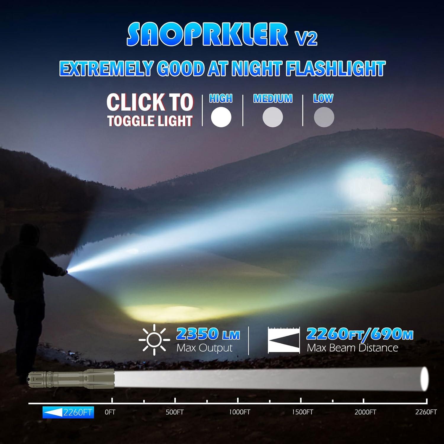 Linterna Táctica SAOPRKLER V2 2350 Lúmenes IP68 Resistente