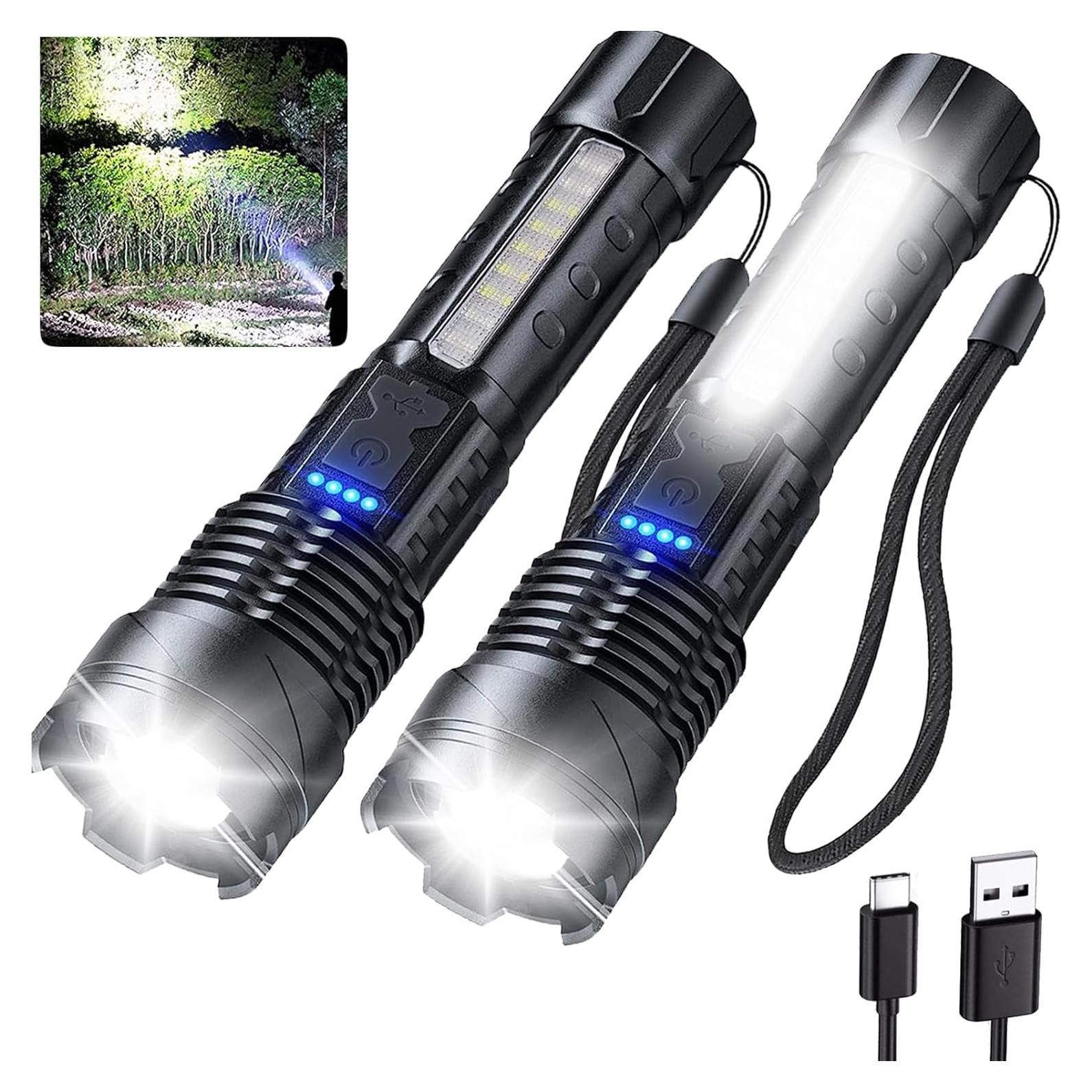 Linterna Recargable Táctica Ewenele E01 980000L 2 Pcs USB C