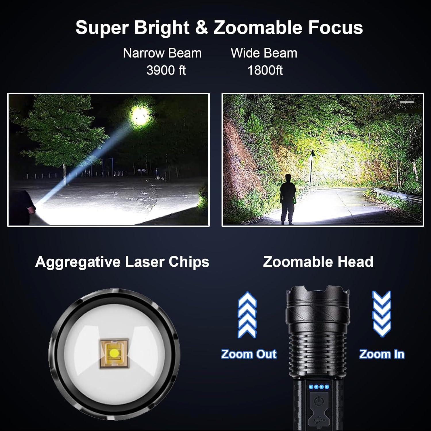 Linterna Recargable Táctica Ewenele E01 980000L 2 Pcs USB C