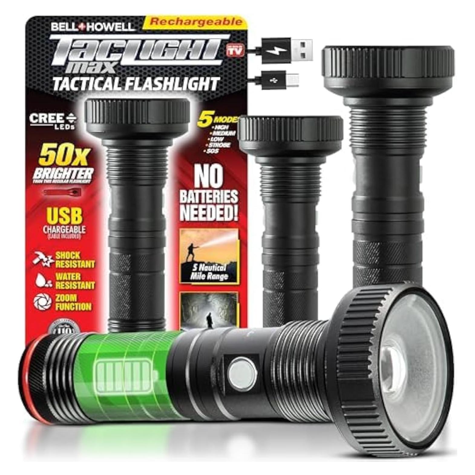 Linterna Táctica LED Recargable TacLight Max 500 Lúmenes