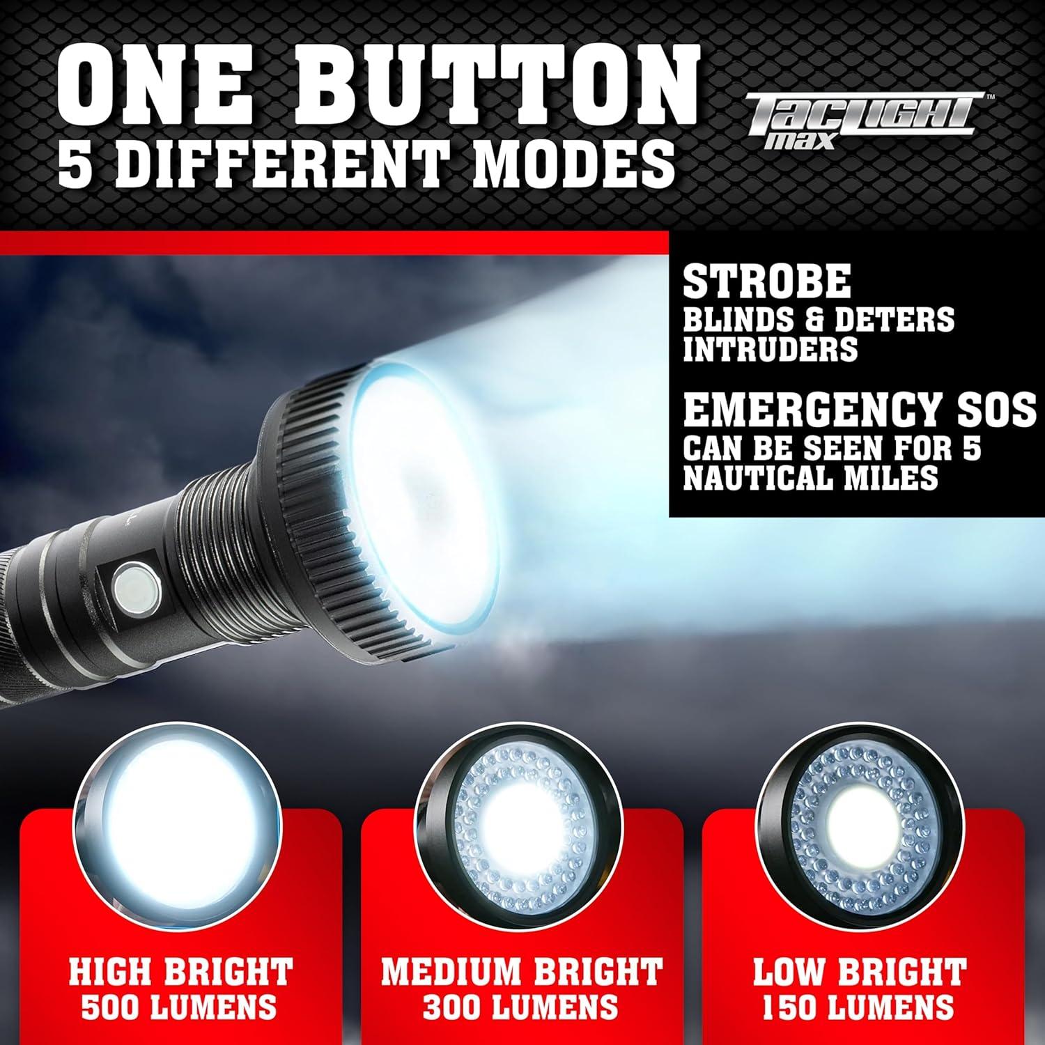 Linterna Táctica LED Recargable TacLight Max 500 Lúmenes