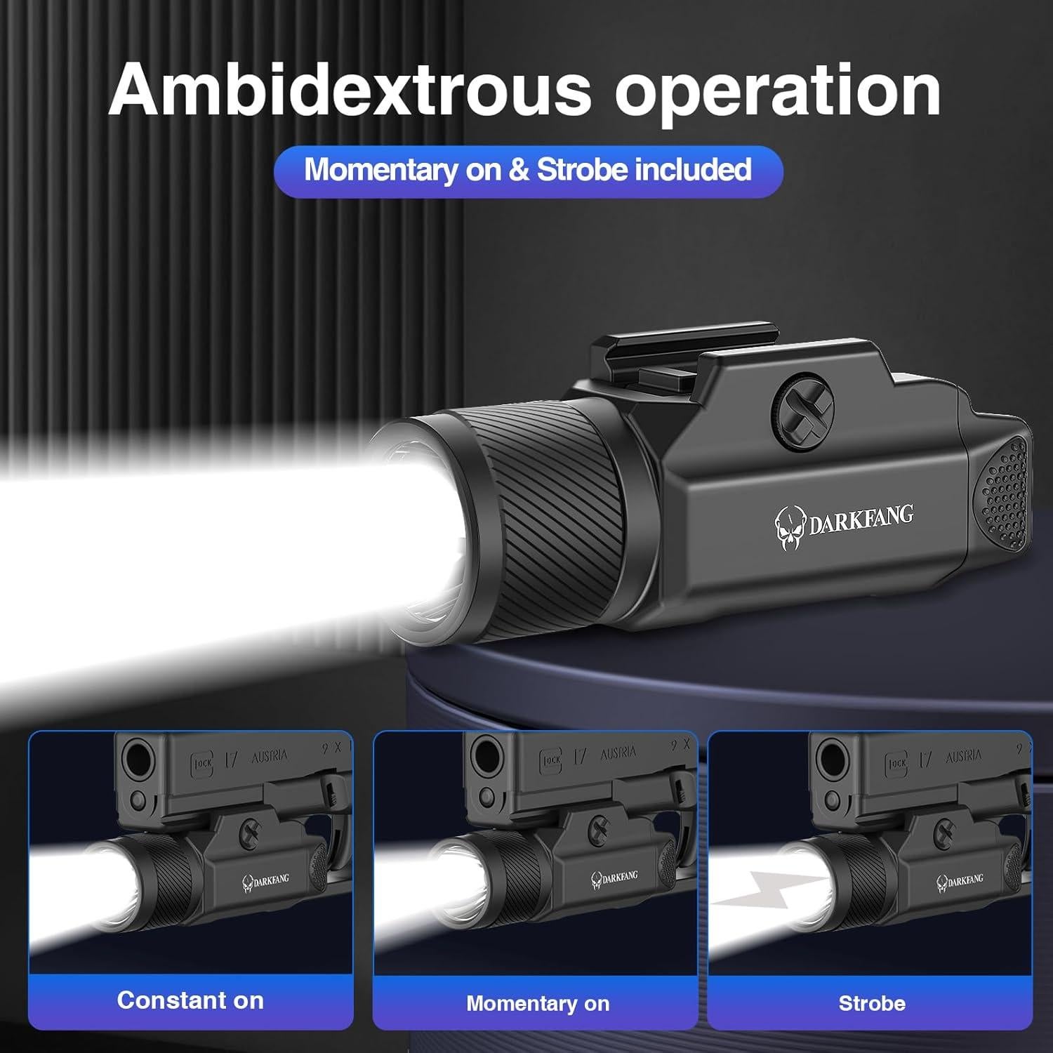 Linterna Táctica DARKFANG 1500 Lúmenes para Riel Picatinny