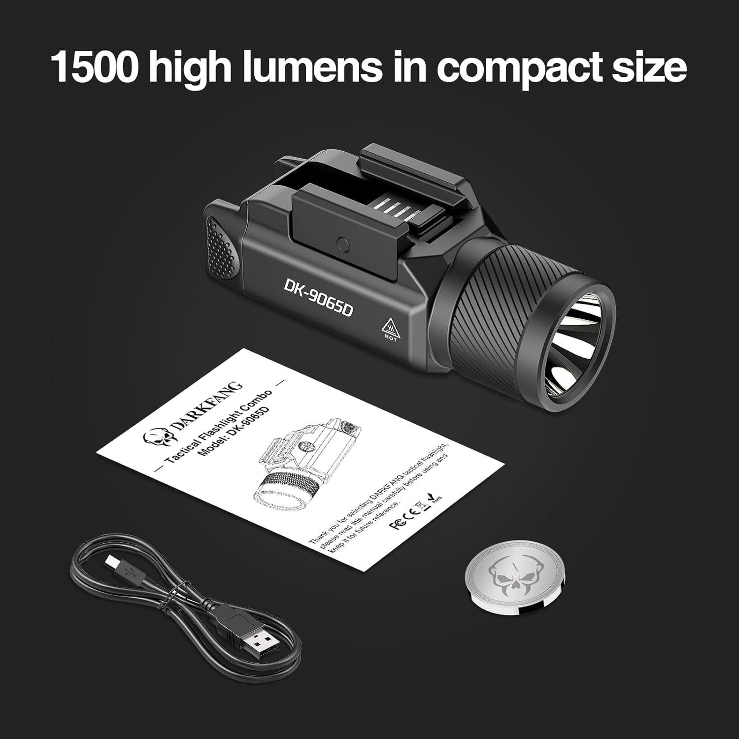 Linterna Táctica DARKFANG 1500 Lúmenes para Riel Picatinny