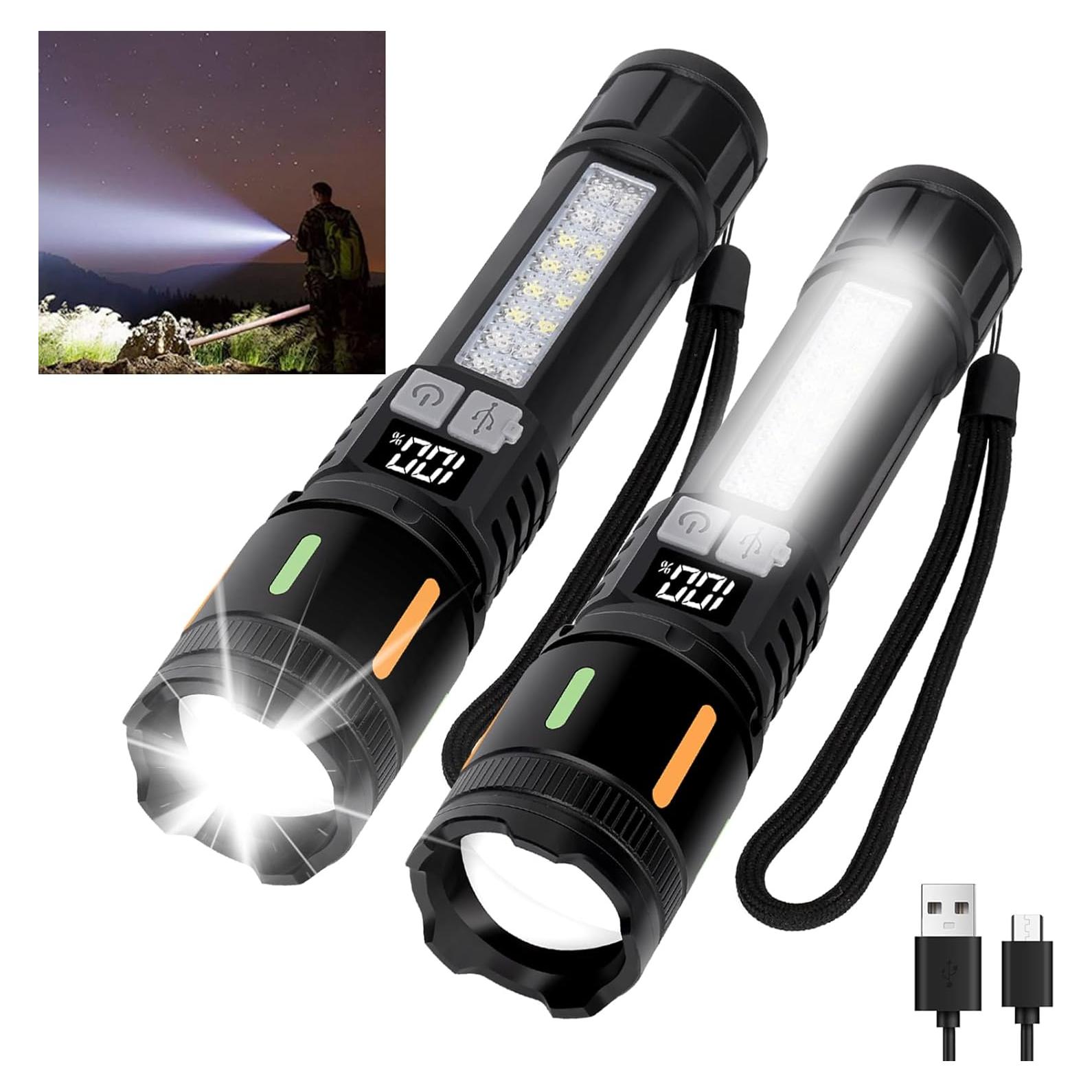 Linterna LED Recargable Peascat 900,000 Lúmenes 2 Pcs