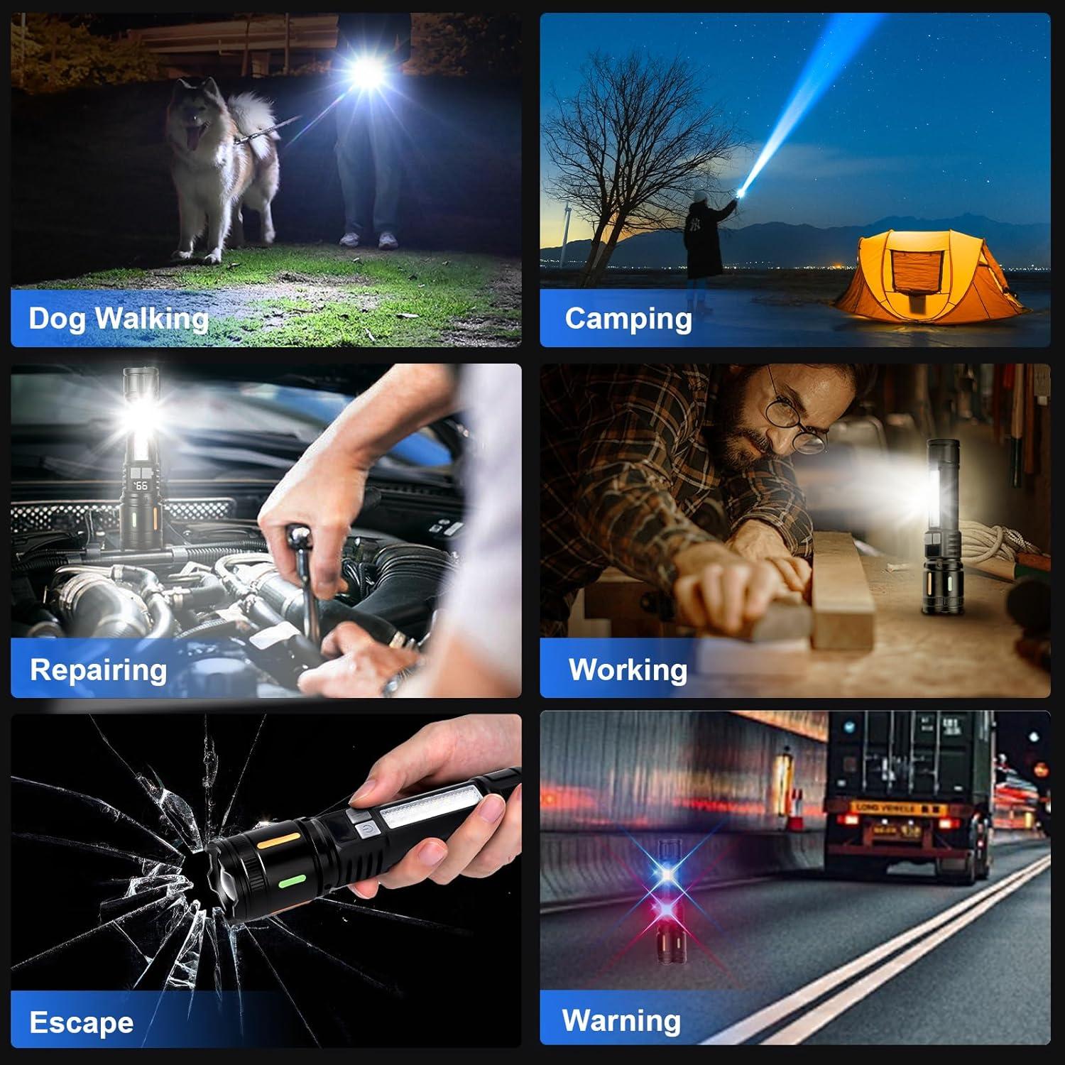 Linterna LED Recargable Peascat 900,000 Lúmenes 2 Pcs