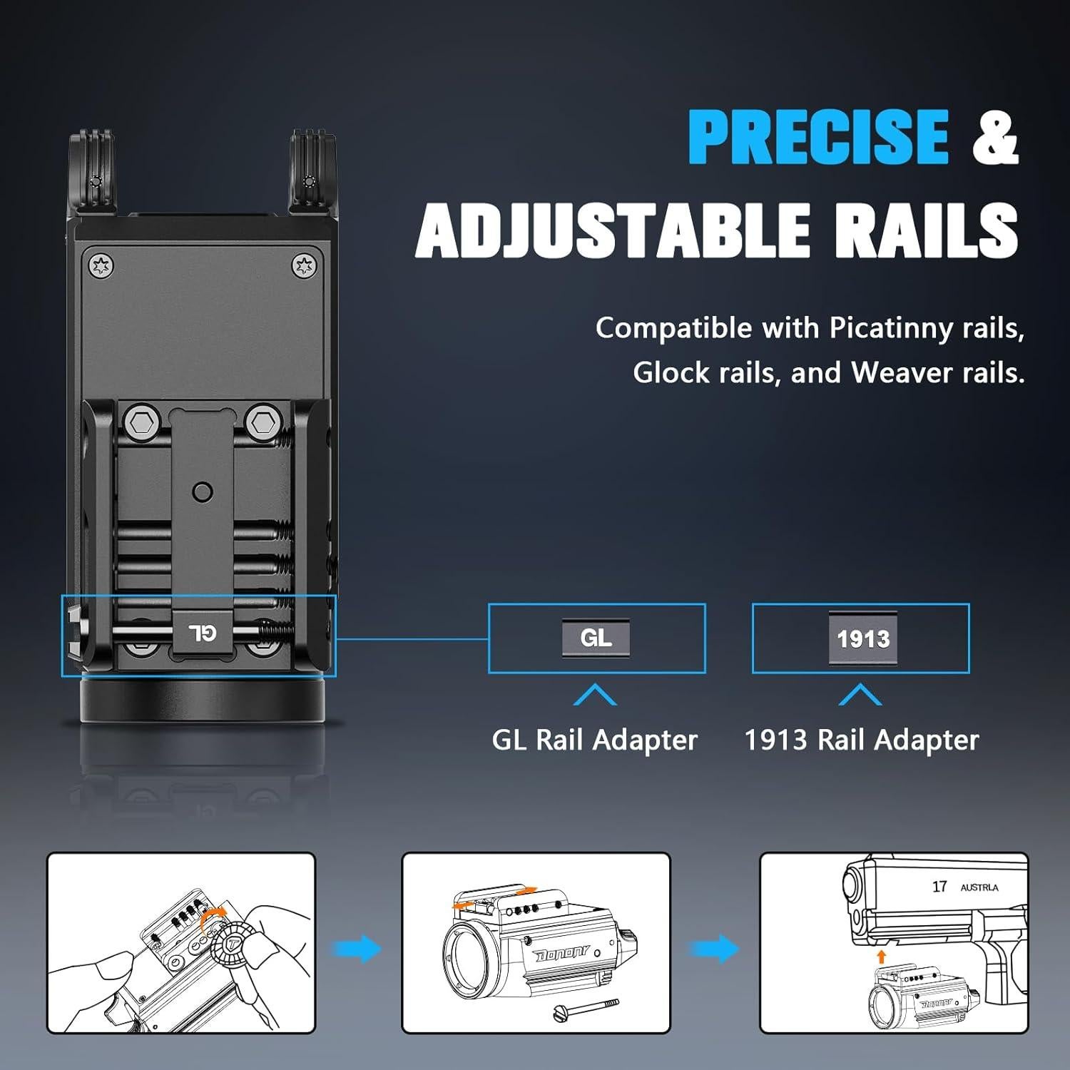 Linterna Táctica Dononr 1000 Lúmenes con Haz Verde Recargable
