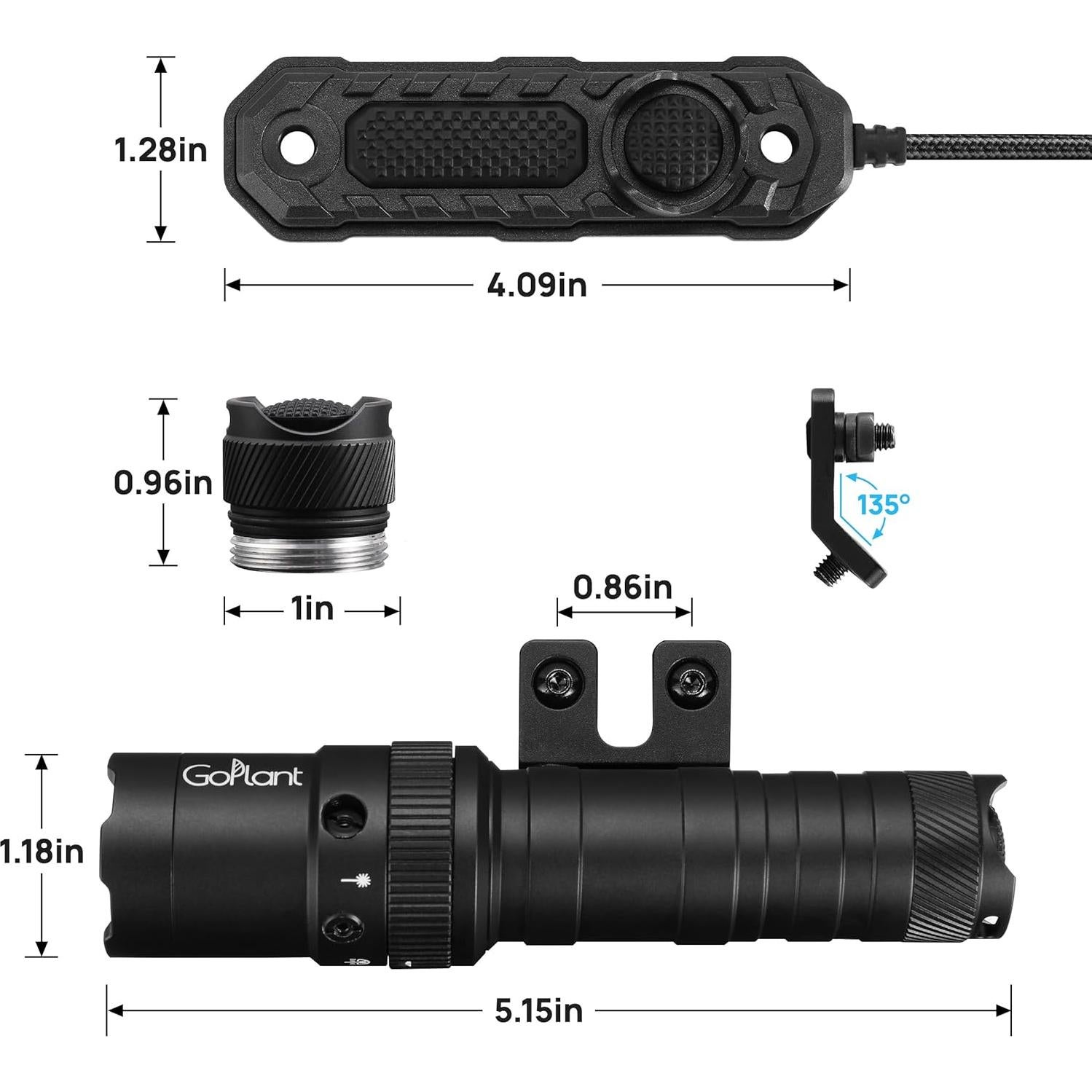 Linterna Táctica LED 2500 Lúmenes GOPLANT con Láser MLOK