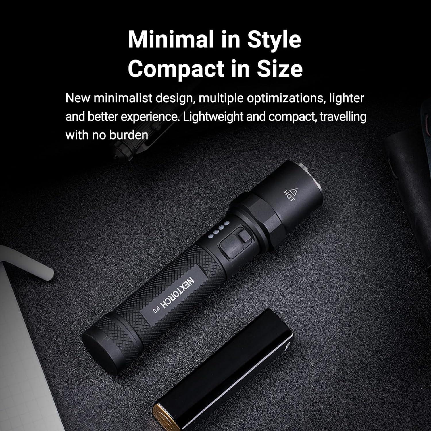 Linterna Recargable NEXTORCH P8 1600 Lúmenes IPX7 14cm