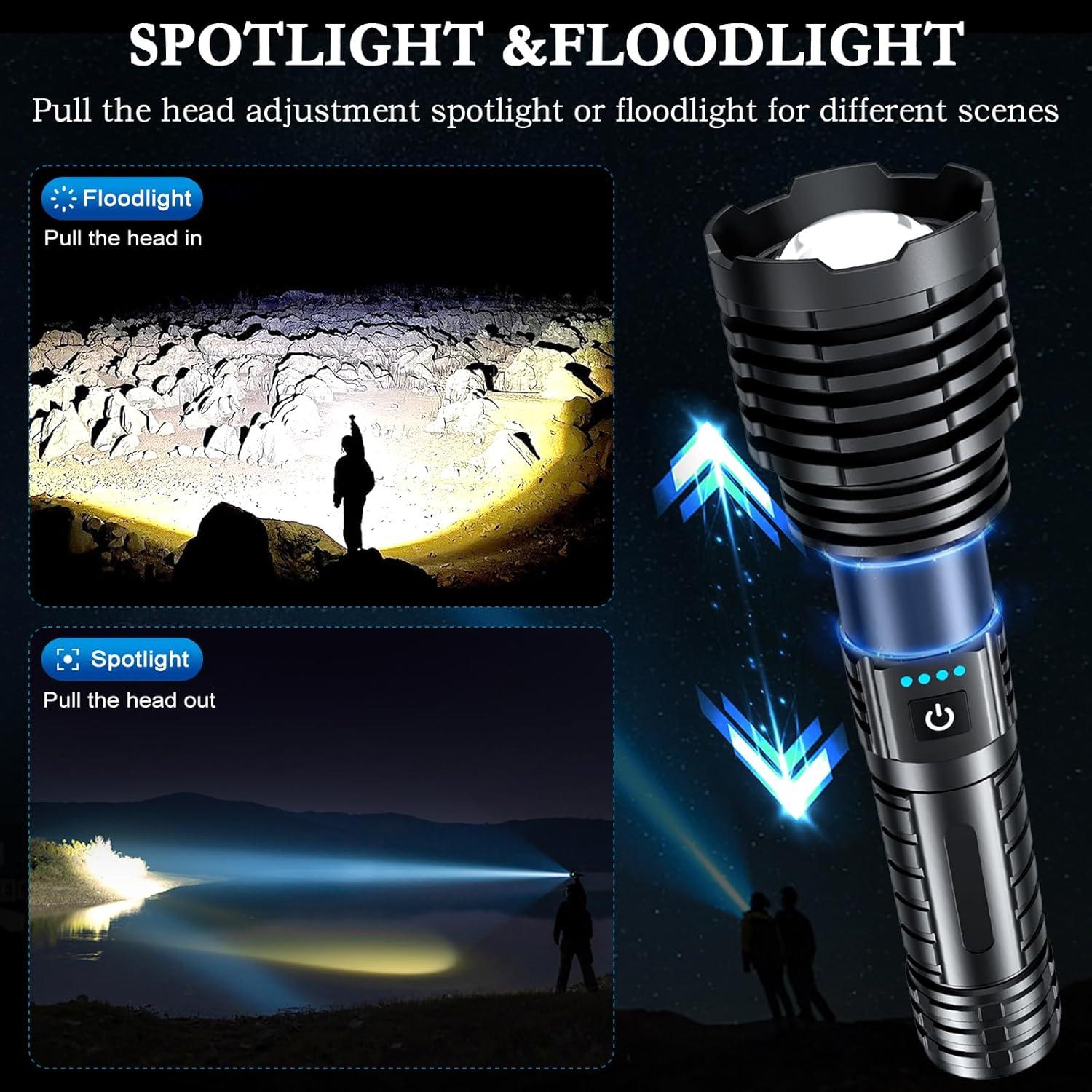 Linterna Recargable Táctica LED Baibian XHP160-A8 5000 Lúmenes