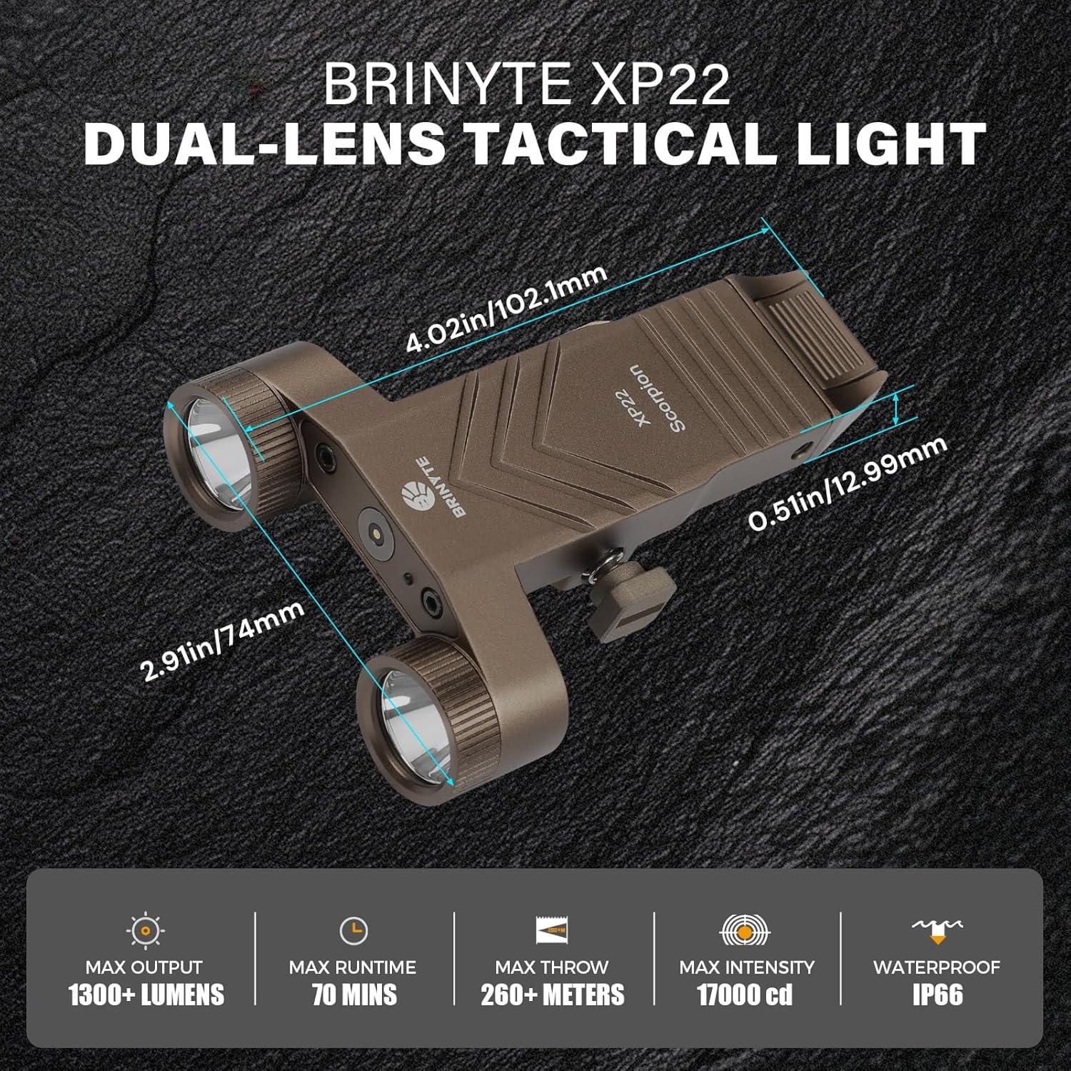 Linterna Táctica LED Brinyte XP22 1300 Lúmenes Recargable USB