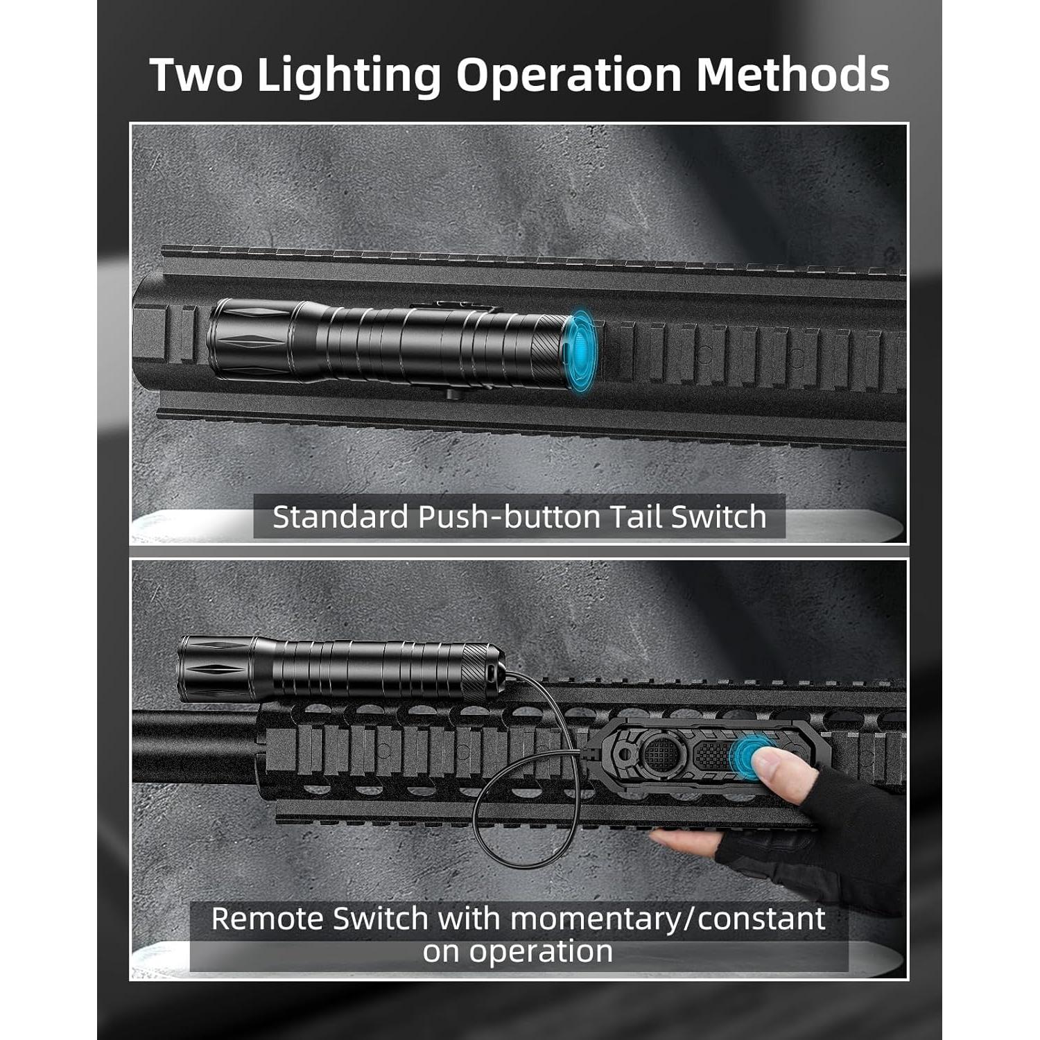 Linterna Táctica EZshoot 1800 Lúmenes Riel Picatinny Estroboscópica