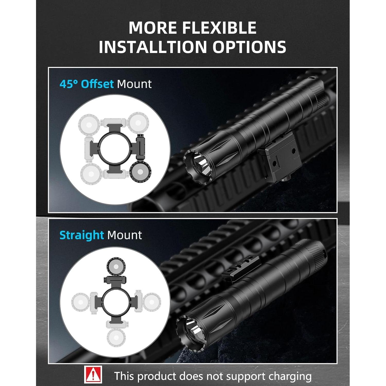 Linterna Táctica EZshoot 1800 Lúmenes Riel Picatinny Estroboscópica