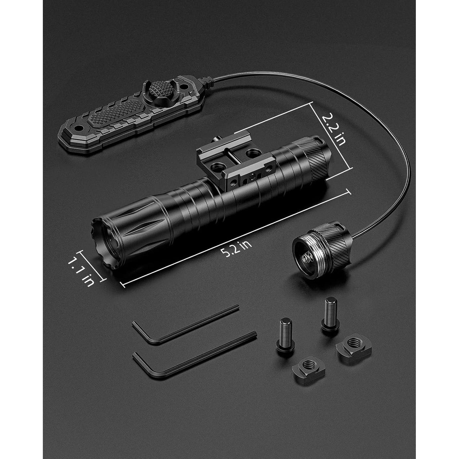 Linterna Táctica EZshoot 1800 Lúmenes Riel Picatinny Estroboscópica