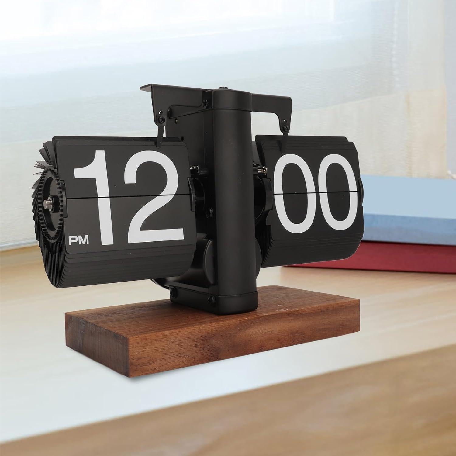 Reloj de Volteo Digital Kodrily Negro con Base de Nogal