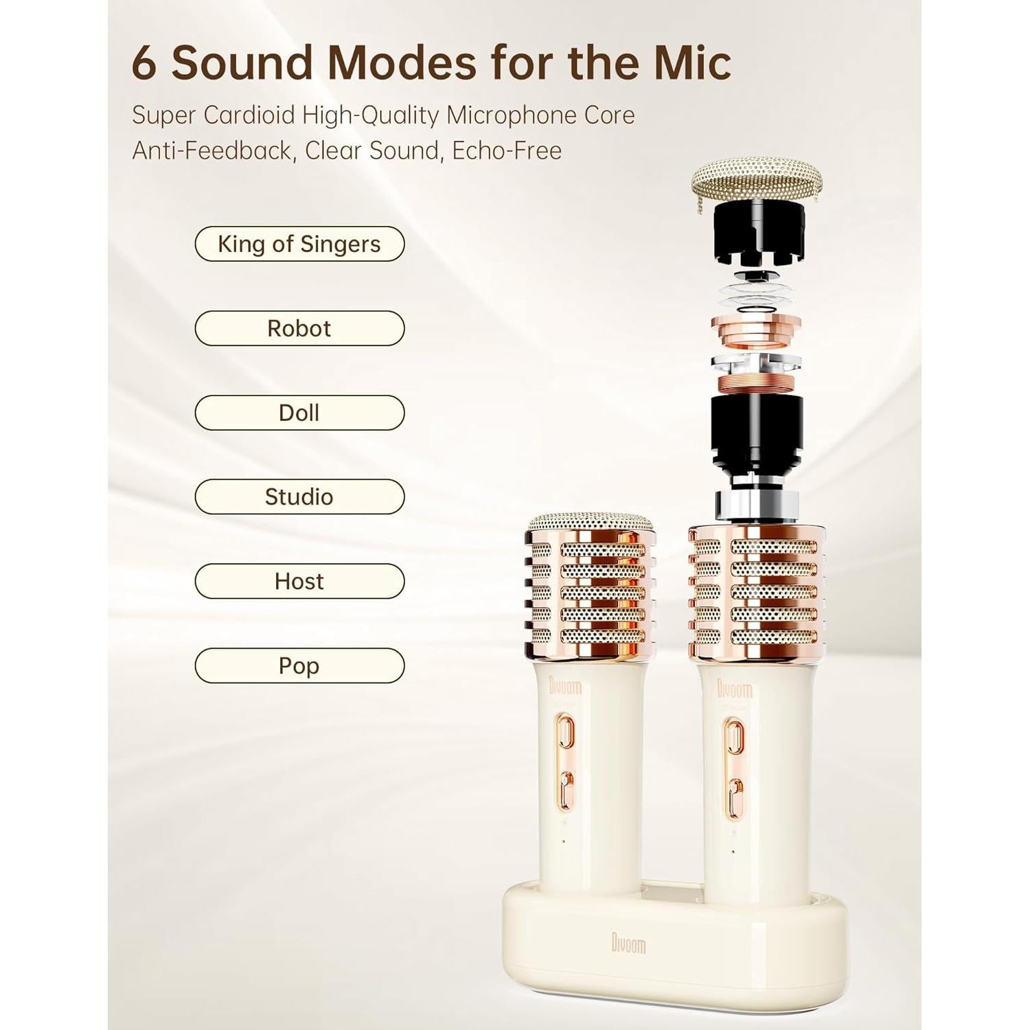 Songbird-HQ2 Karaoke Machine with 2 Wireless Microphones,50W Sound Bluetooth Speaker for Adults Girls Boys,Audio Mixer Karaoke System for Home Outdoor,Support TF/AUX/USB,Gift for All Ages